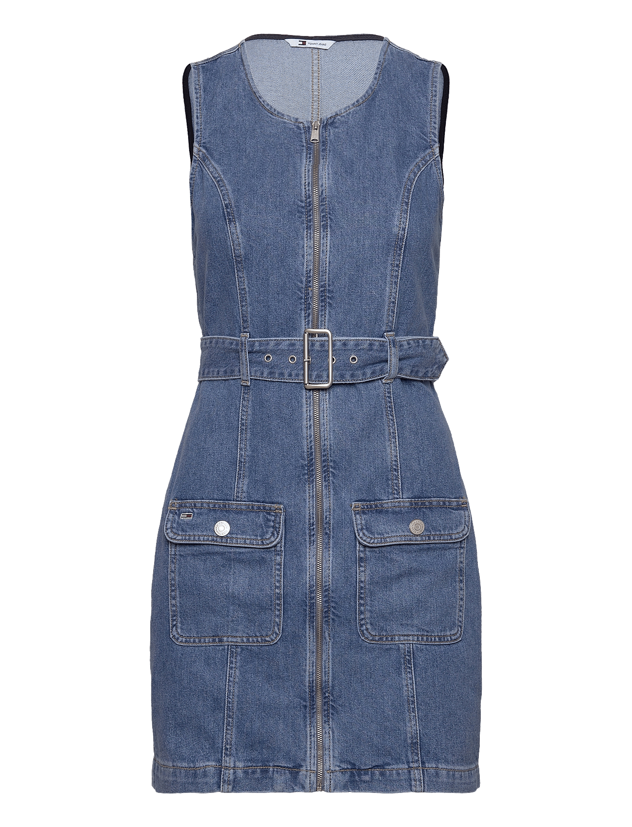 SL BELTED ZIP DRESS BH7036 - DENIM MEDIUM