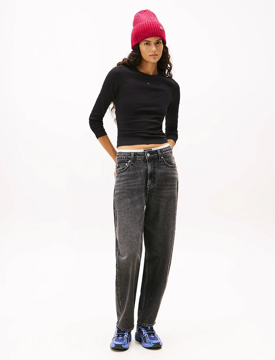 Tommy Jeans - TJW 2PACK SLIM ESSENTIAL RIB LS - långärmade toppar - black black - 0