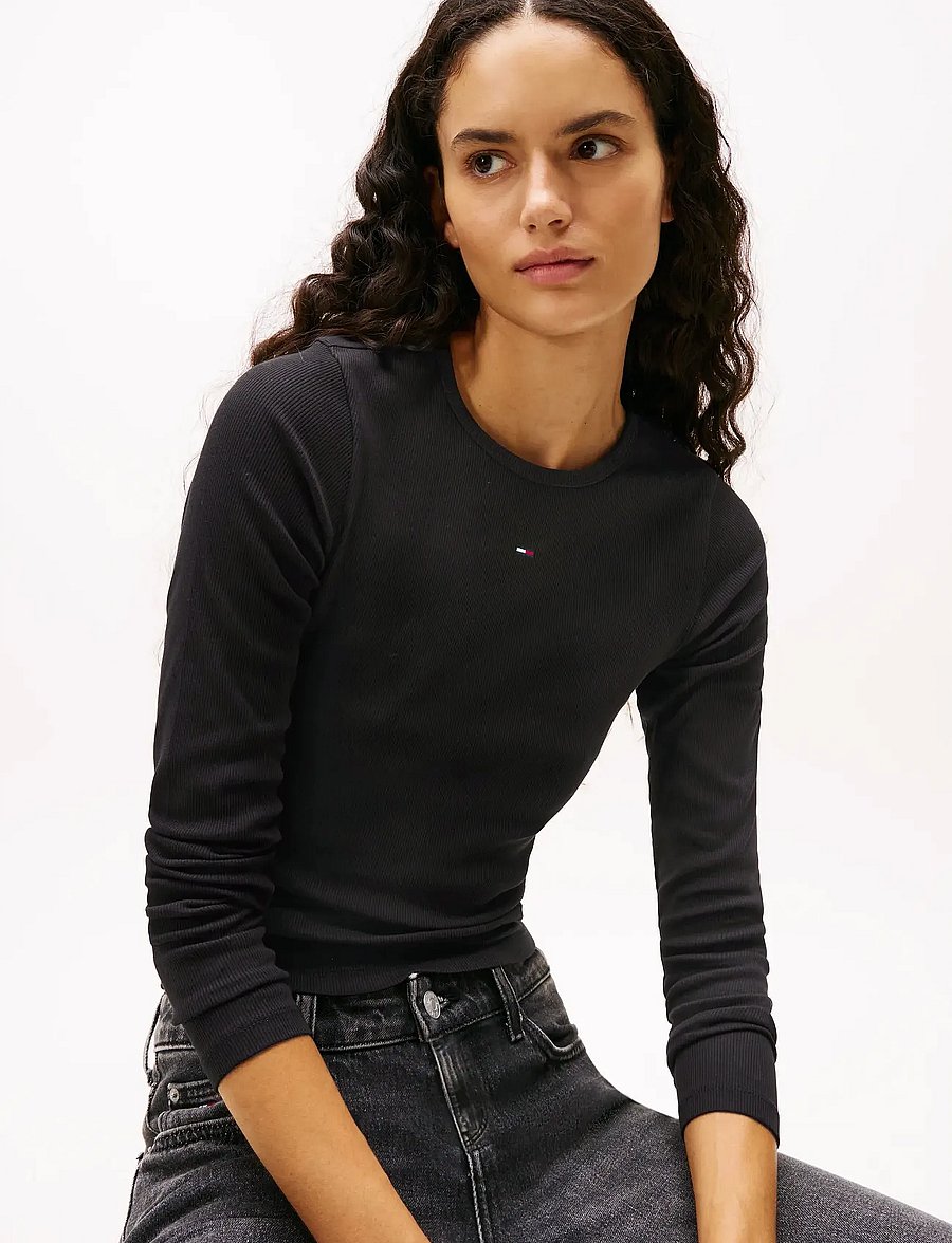 Tommy Jeans - TJW 2PACK SLIM ESSENTIAL RIB LS - långärmade toppar - black black - 3