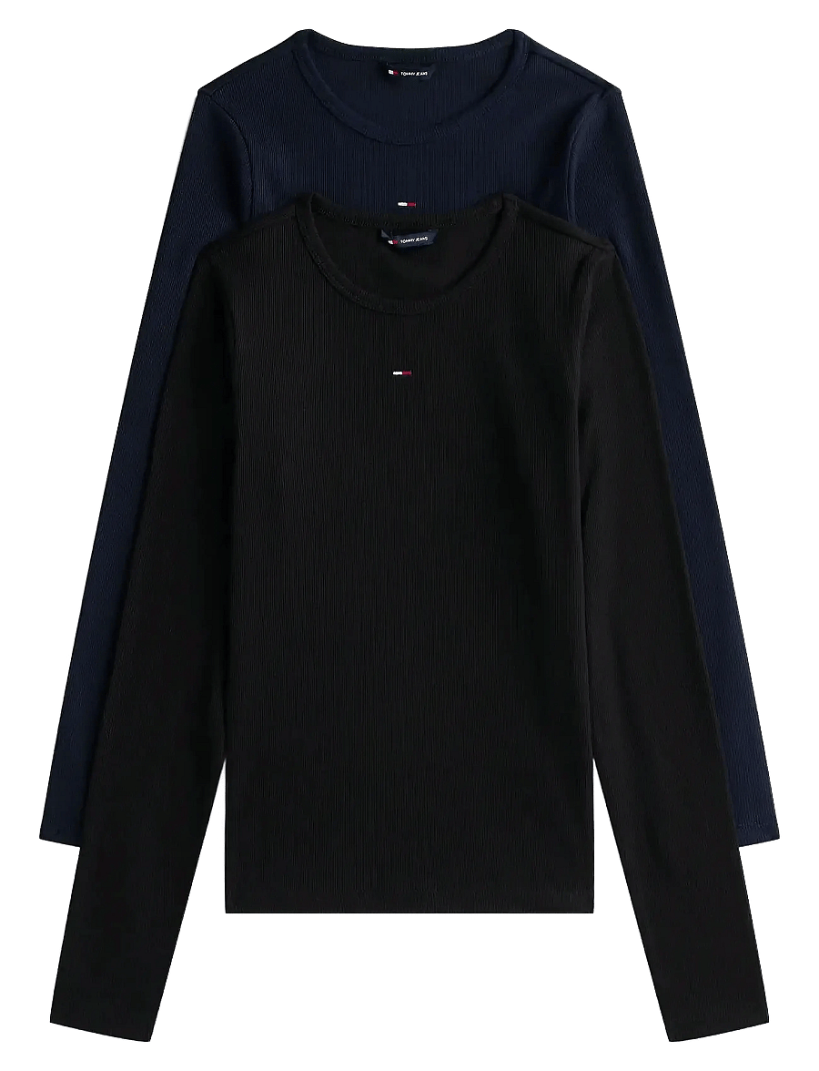 Tommy Jeans - TJW 2PACK SLIM ESSENTIAL RIB LS - palaidinukės ilgomis rankovėmis - black dark blue - 1