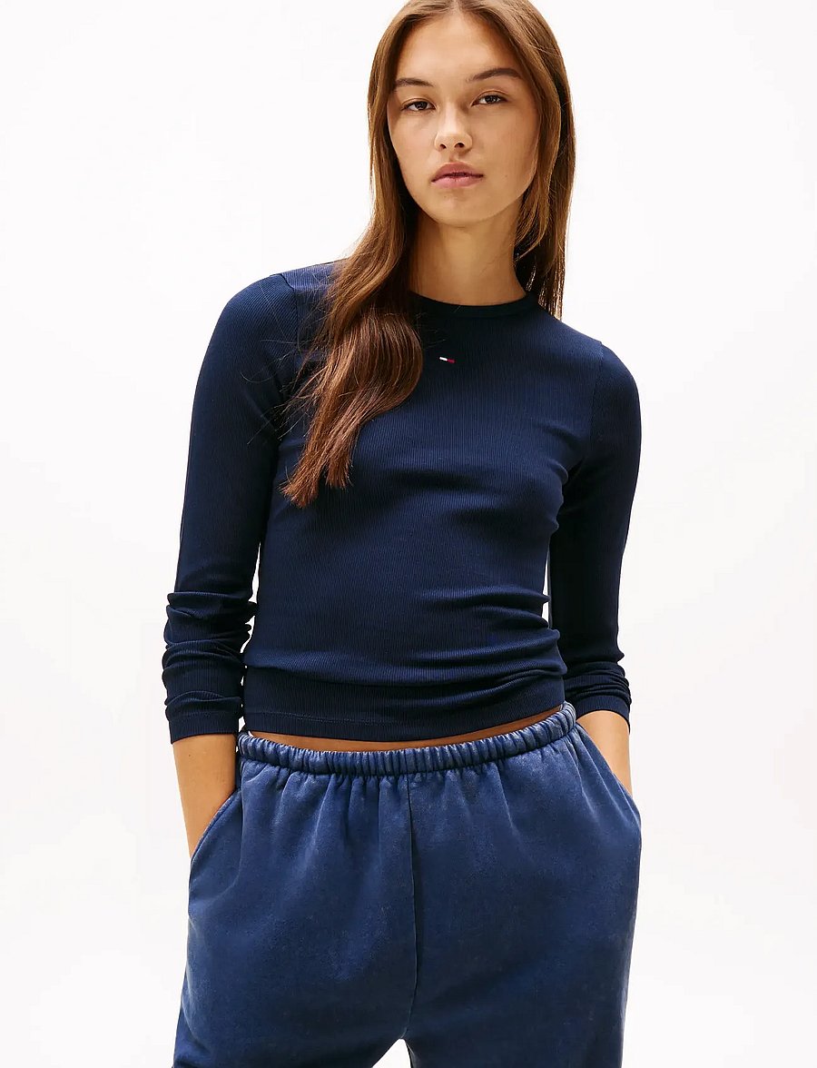 Tommy Jeans - TJW 2PACK SLIM ESSENTIAL RIB LS - palaidinukės ilgomis rankovėmis - black dark blue - 2