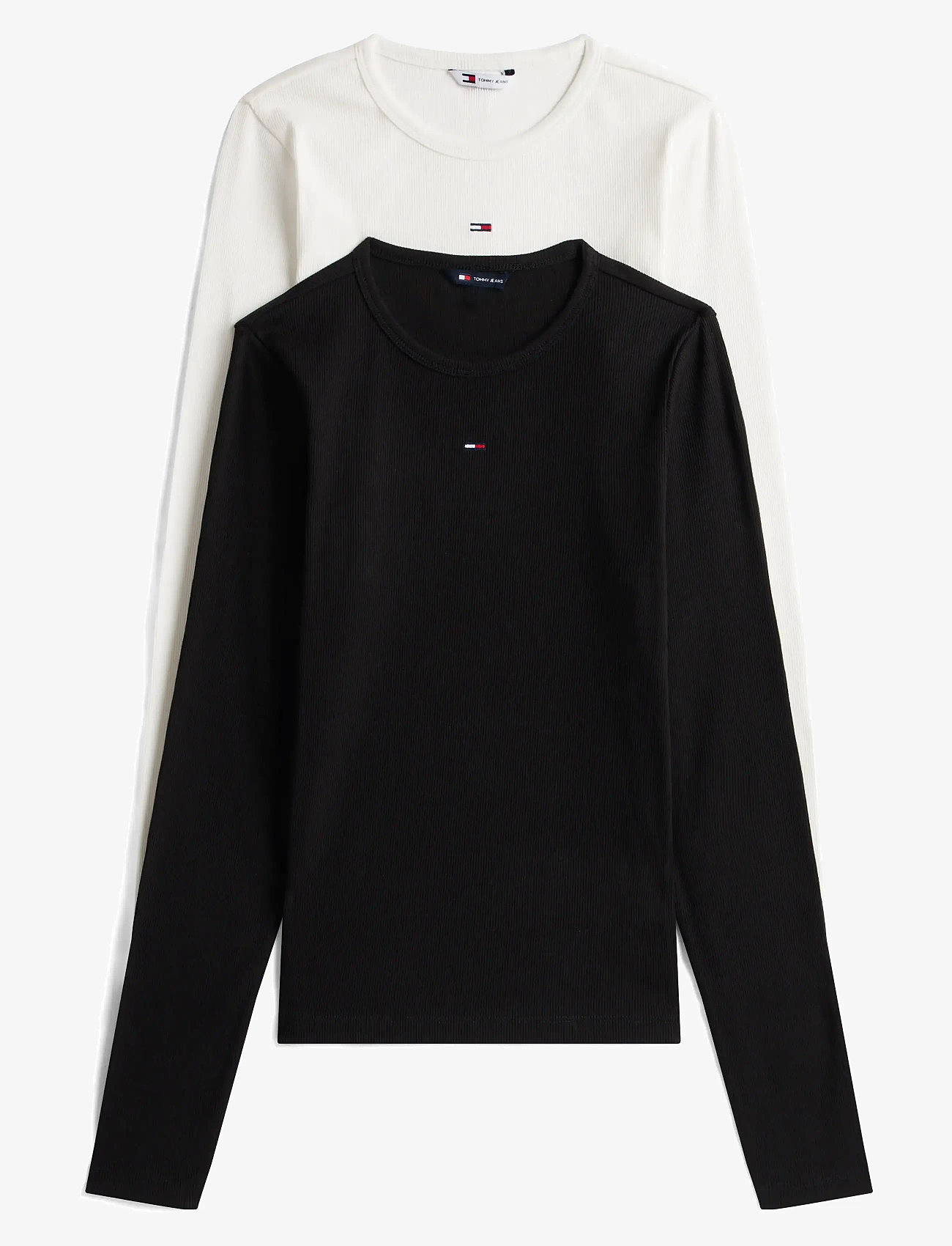 Tommy Jeans - TJW 2PACK SLIM ESSENTIAL RIB LS - pitkähihaiset t-paidat - black / ecru - 1