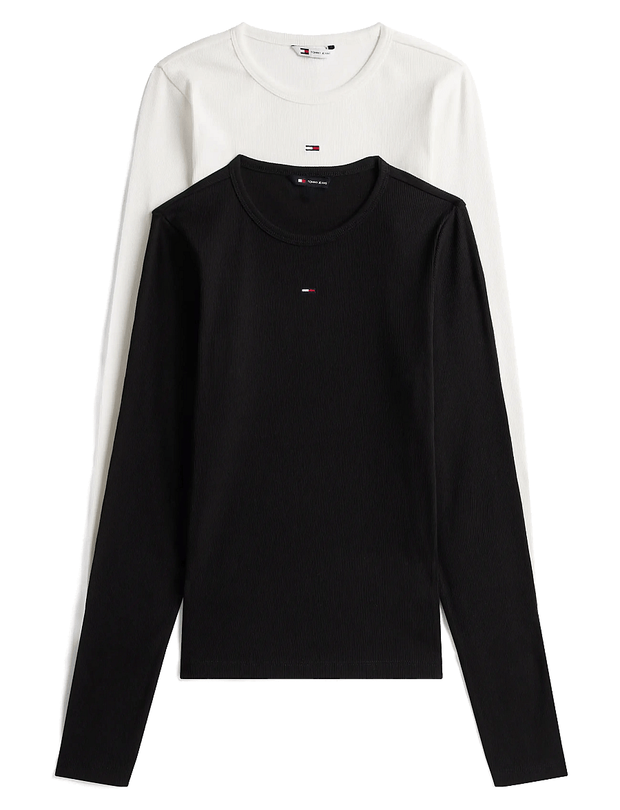Tommy Jeans - TJW 2PACK SLIM ESSENTIAL RIB LS - long-sleeved tops - black ecru - 1