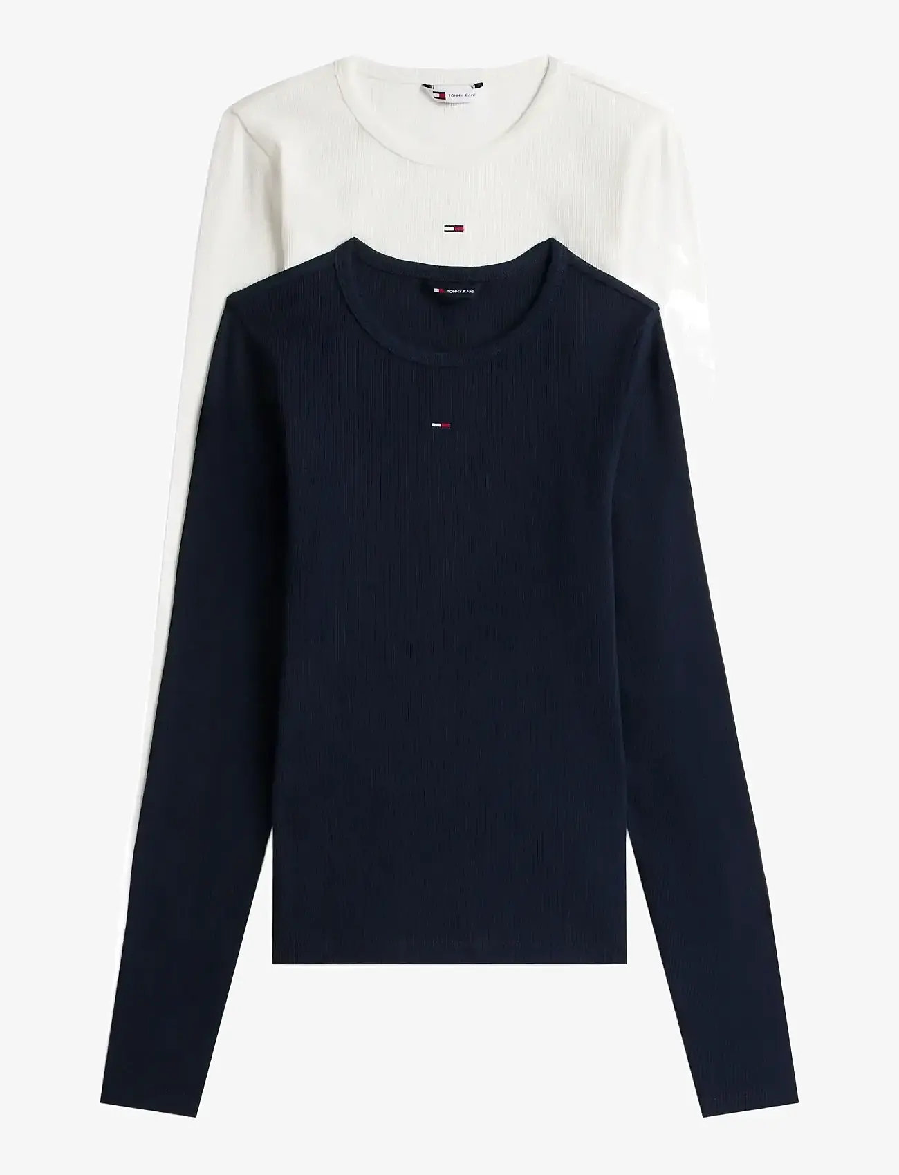 Tommy Jeans - TJW 2PACK SLIM ESSENTIAL RIB LS - pitkähihaiset t-paidat - ecru / dark night navy - 1