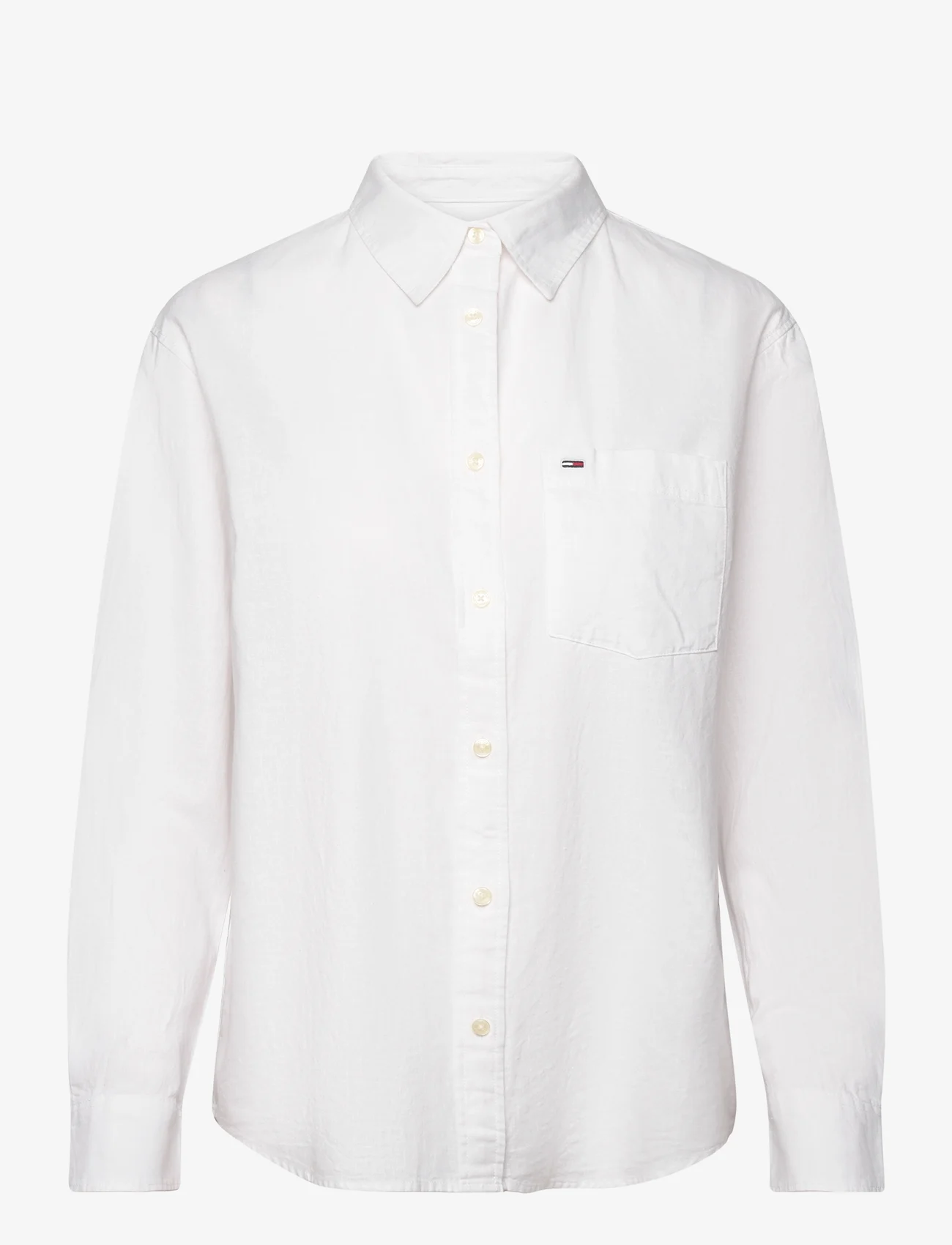 Tommy Jeans - TJW SOLID LINEN BLEND SHIRT - linen shirts - white - 0