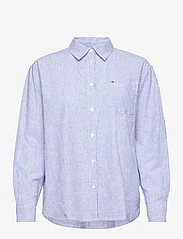 Tommy Jeans - TJW BOXY STRIPE LINEN SHIRT - linen shirts - empire blue / stripe - 0