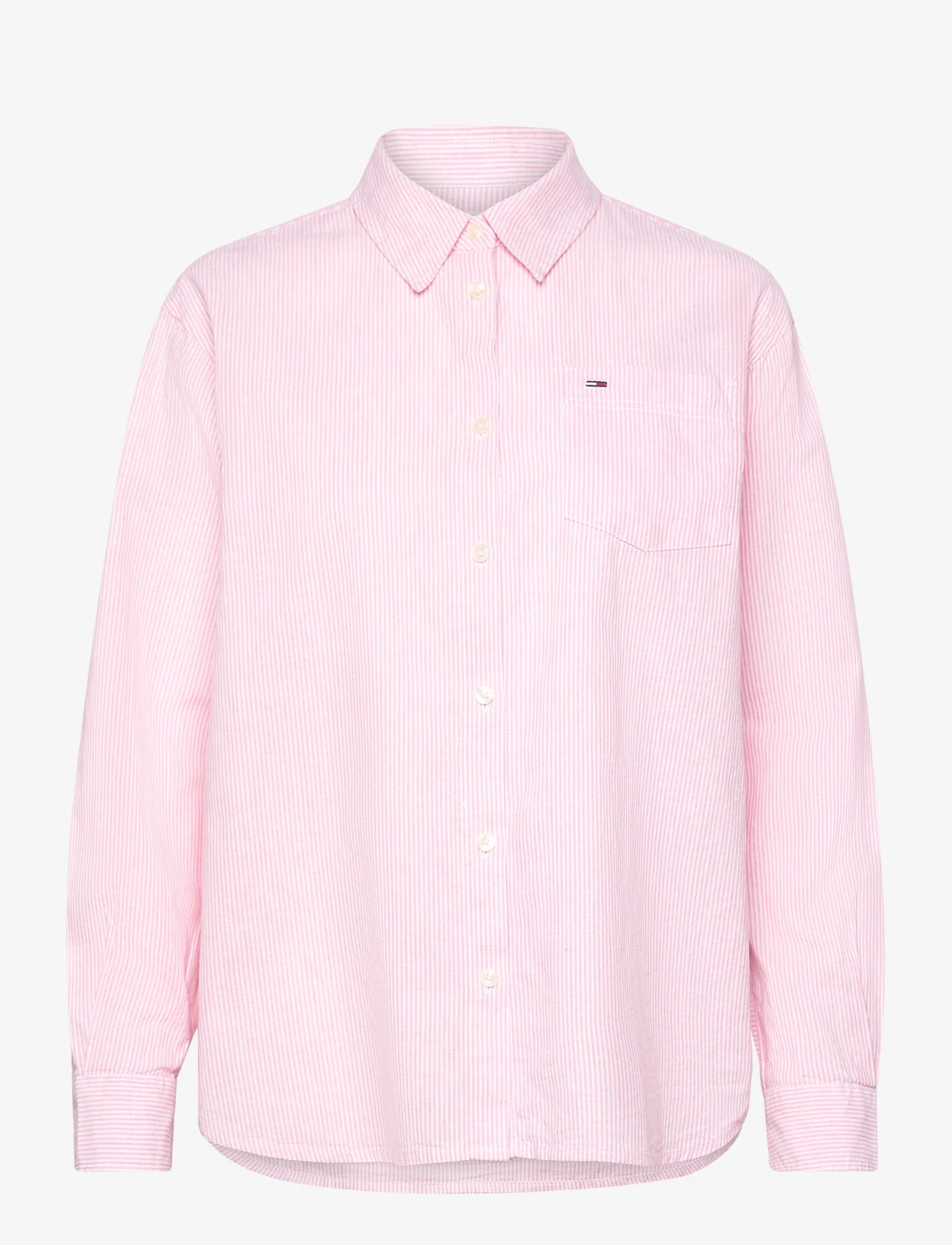 Tommy Jeans - TJW BOXY STRIPE LINEN SHIRT - hørskjorter - tickled pink / stripe - 0