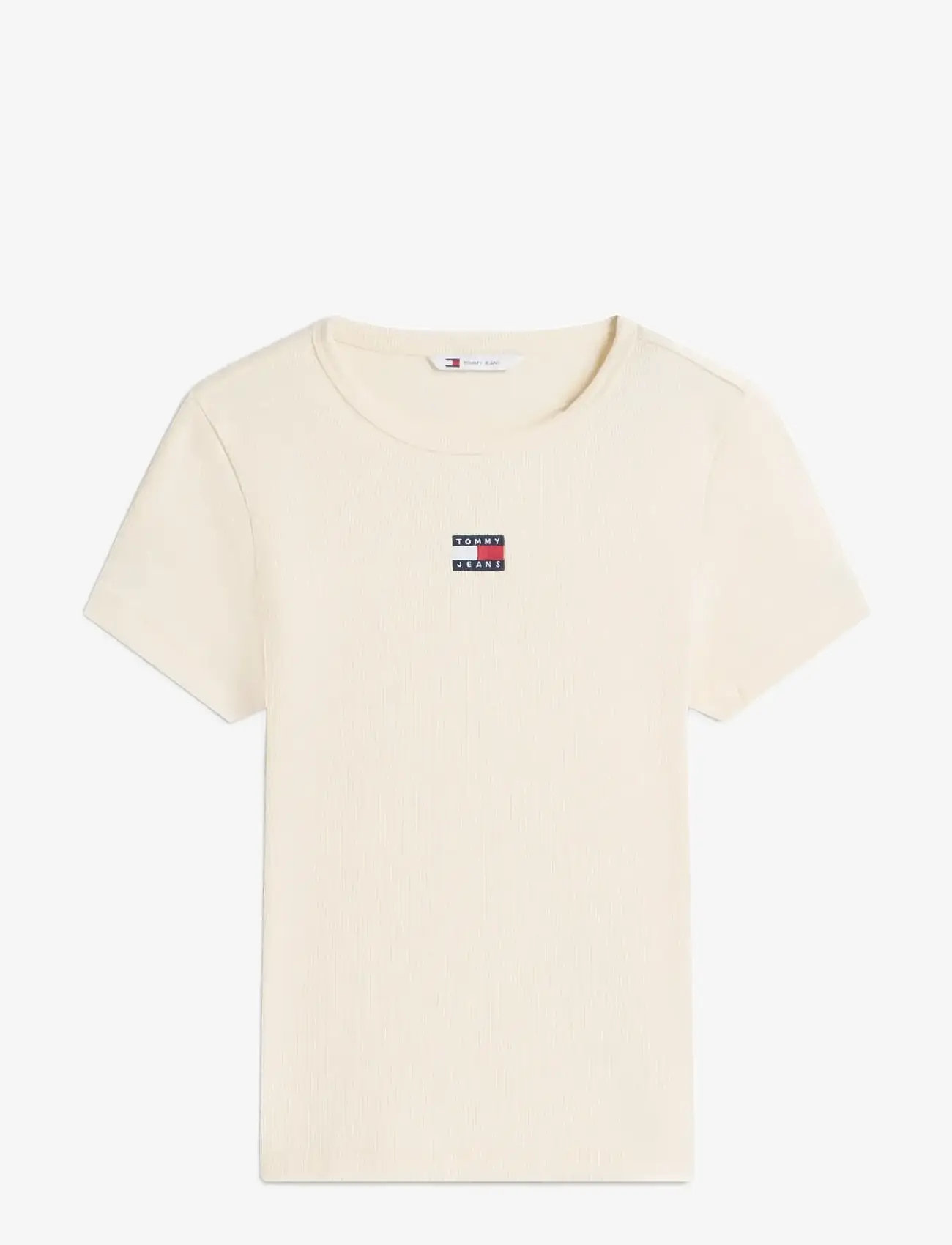 Tommy Jeans - TJW SLIM BADGE RIB TEE - t-shirts - almost yellow - 1