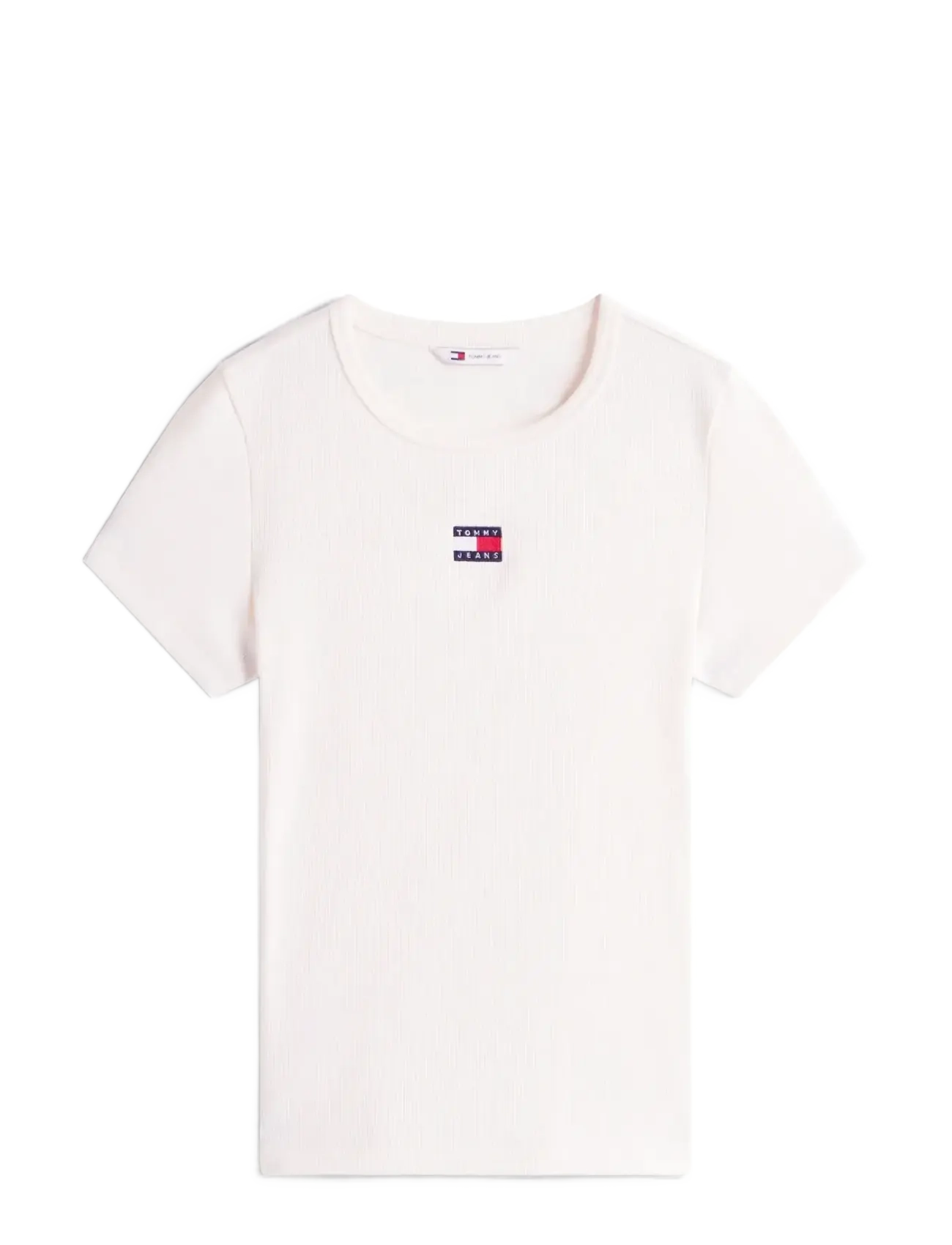 Tommy Jeans TJW SLIM BADGE RIB TEE - Vaatteet - ANCIENT WHITE / cream