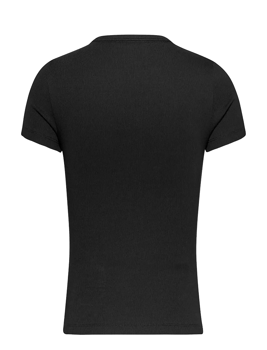 Tommy Jeans - TJW SLIM BADGE RIB TEE - t-shirts - black - 2