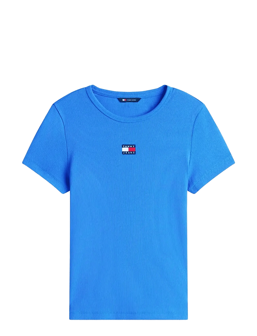 Tommy Jeans - TJW SLIM BADGE RIB TEE - t-shirts - empire blue - 1