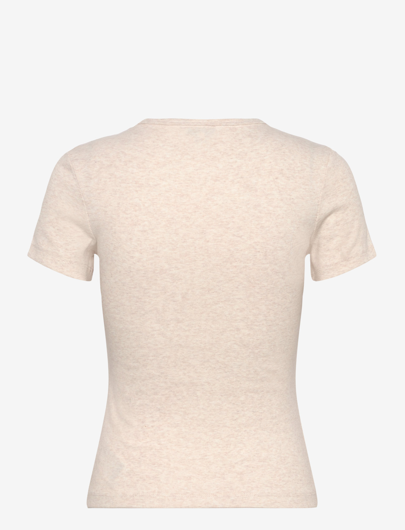 Tommy Jeans - TJW SLIM BADGE RIB TEE - t-shirts - oatmeal heather tonal - 2