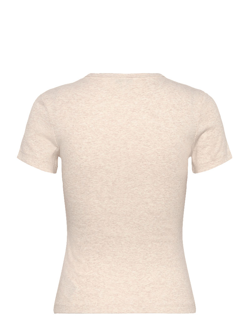 Tommy Jeans - TJW SLIM BADGE RIB TEE - t-shirts - oatmeal heather tonal - 2