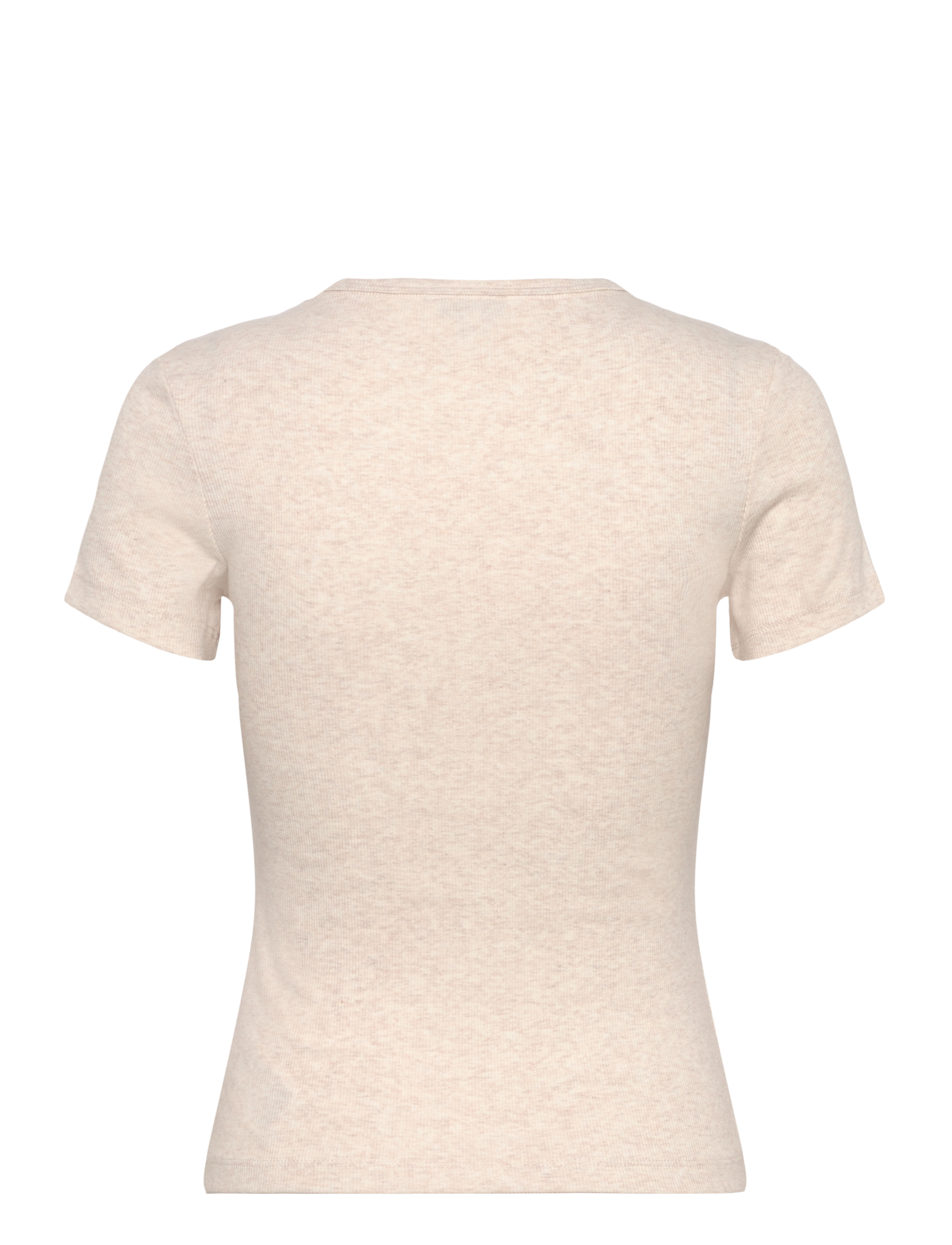 Tommy Jeans - TJW SLIM BADGE RIB TEE - t-shirts - oatmeal heather tonal - 2