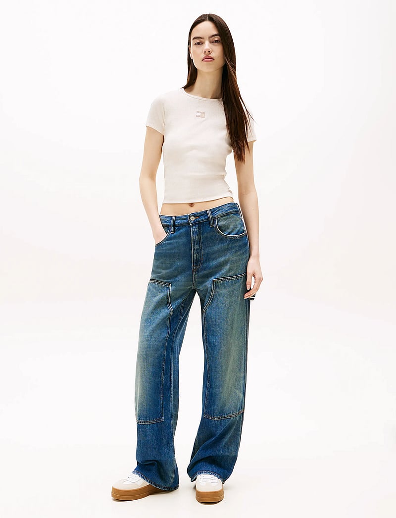 Tommy Jeans - TJW SLIM BADGE RIB TEE - t-shirts - oatmeal heather tonal - 3