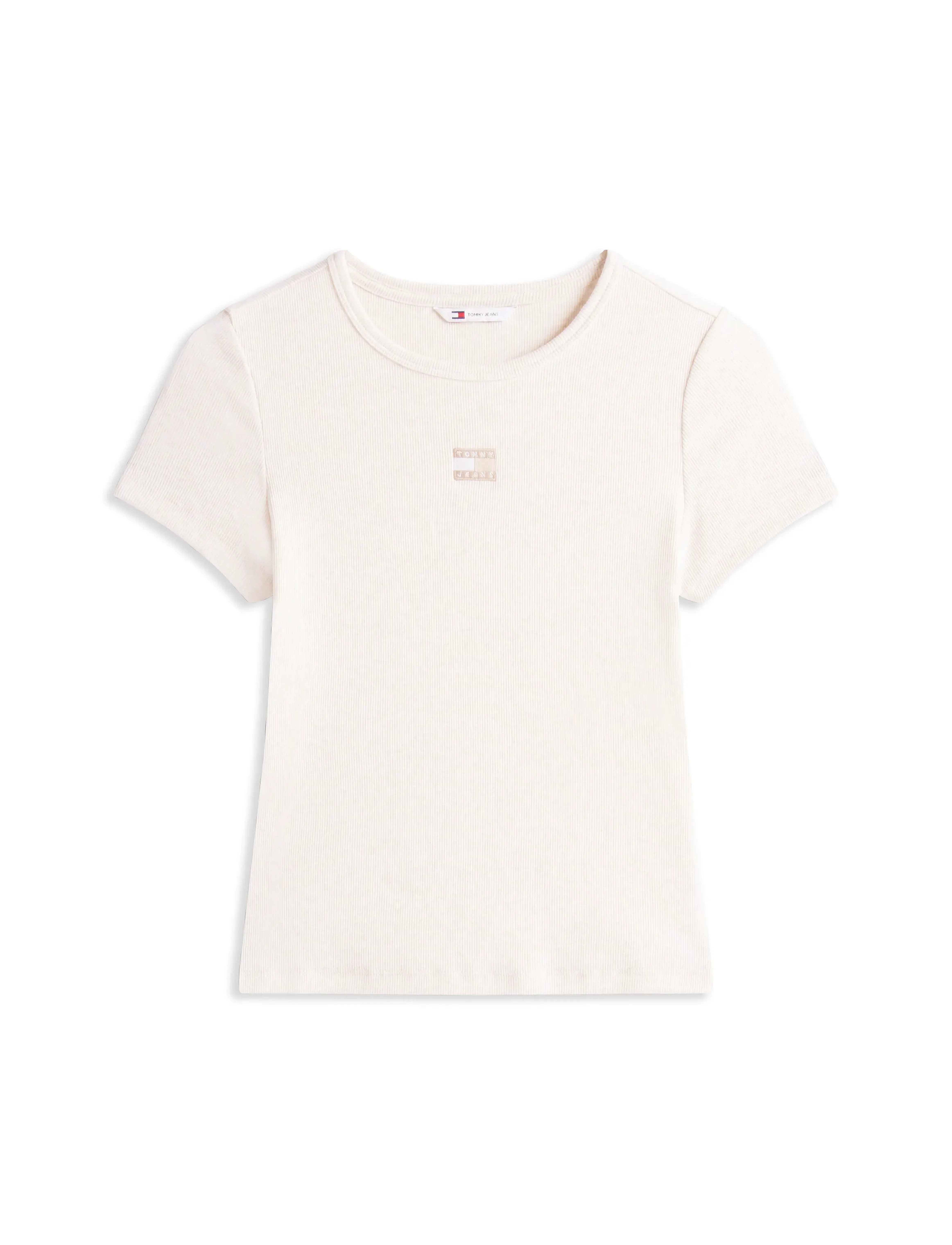 Tommy Jeans - TJW SLIM BADGE RIB TEE - t-shirts - oatmeal heather tonal - 5
