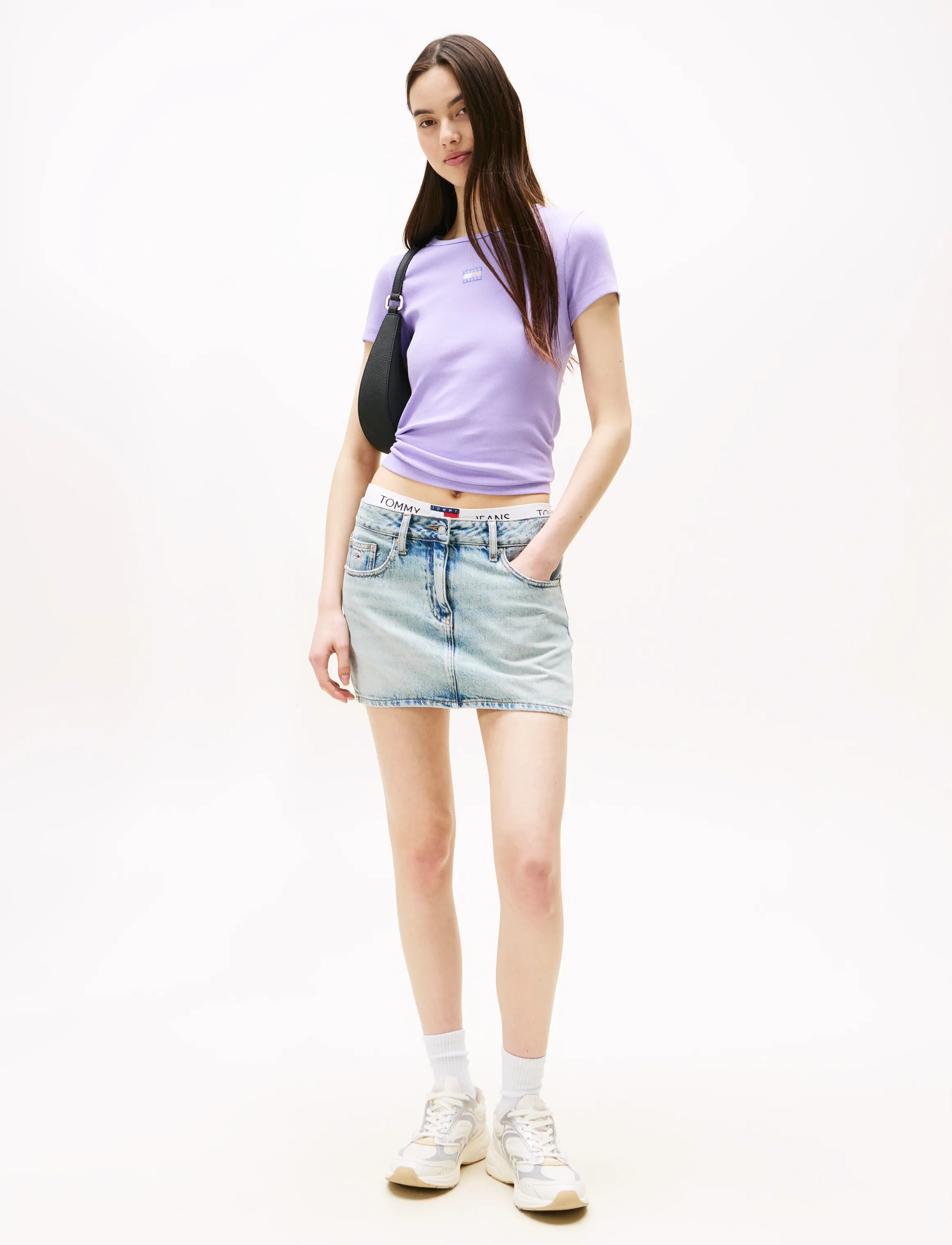 Tommy Jeans - TJW SLIM BADGE RIB TEE - t-shirts - ophelia purple tonal - 3