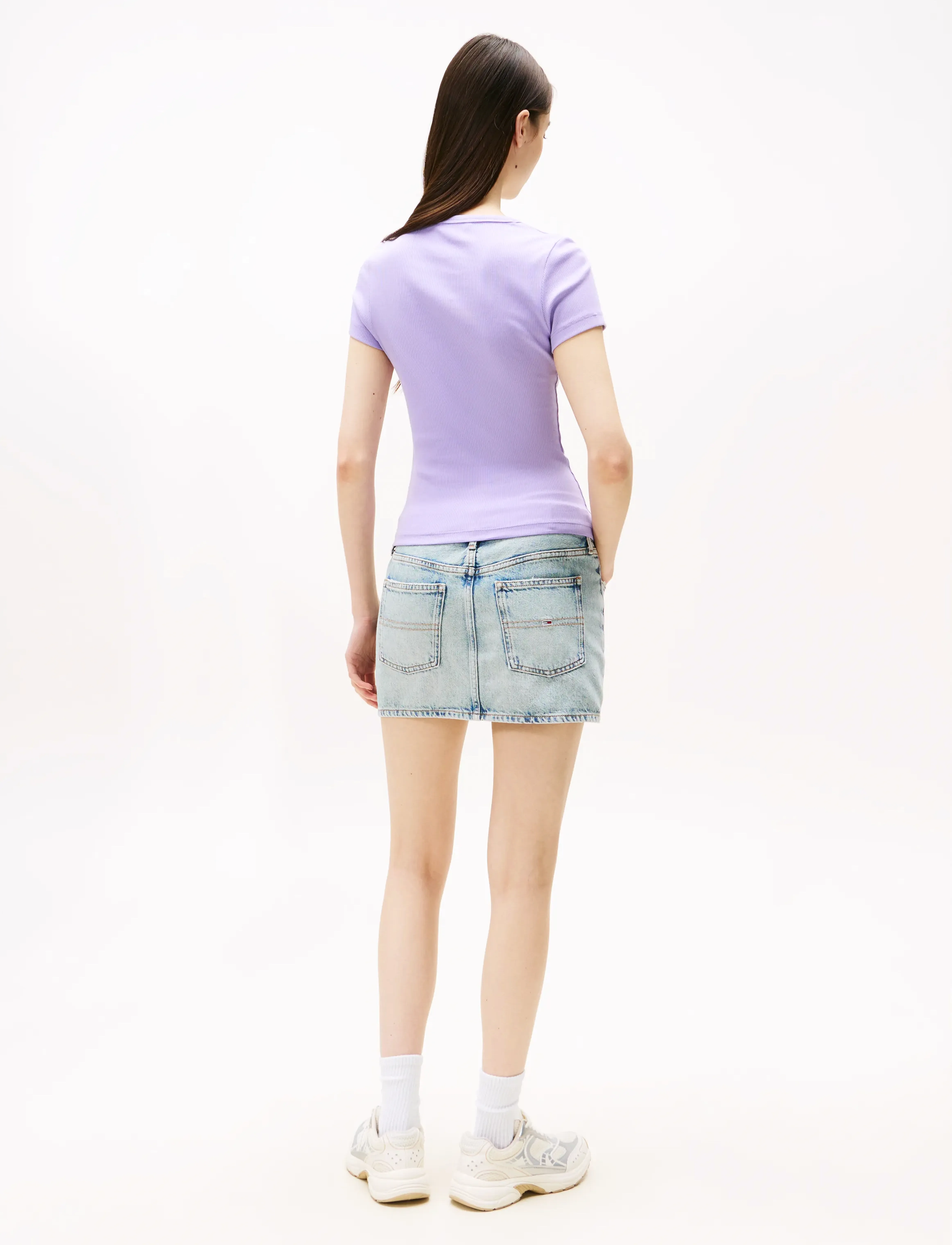 Tommy Jeans - TJW SLIM BADGE RIB TEE - t-shirts - ophelia purple tonal - 4