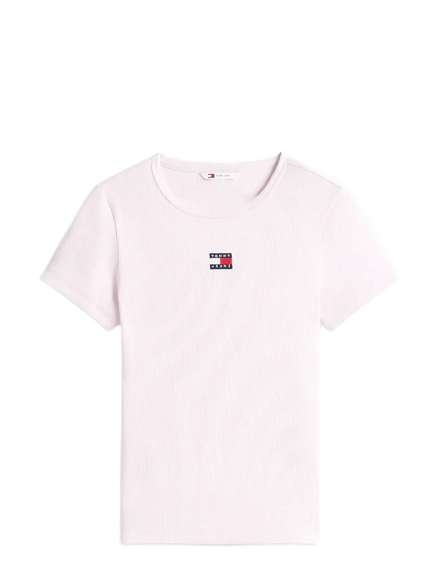 Tommy Jeans - TJW SLIM BADGE RIB TEE - t-shirts - pearly pink - 1