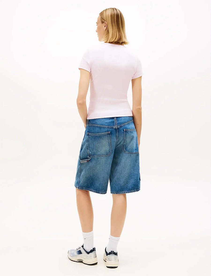 Tommy Jeans - TJW SLIM BADGE RIB TEE - t-shirts - pearly pink - 2