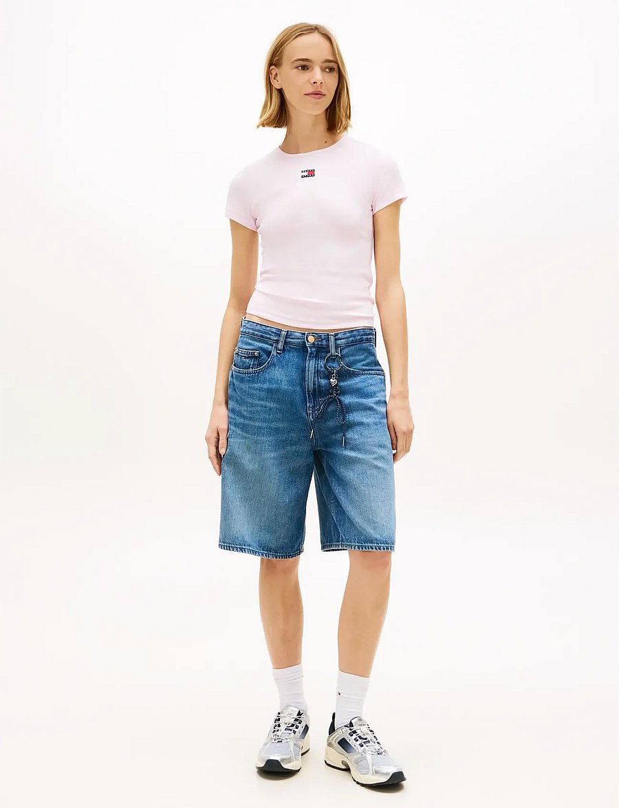 Tommy Jeans - TJW SLIM BADGE RIB TEE - t-shirts - pearly pink - 3