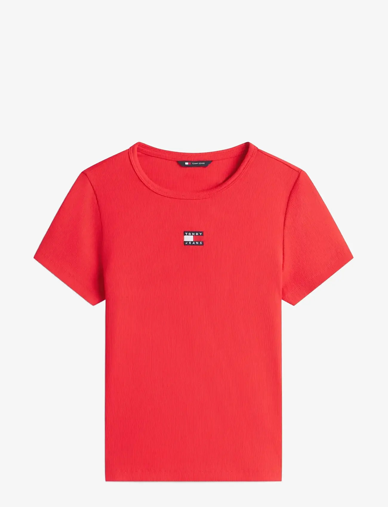 Tommy Jeans - TJW SLIM BADGE RIB TEE - t-shirts - red alert - 1