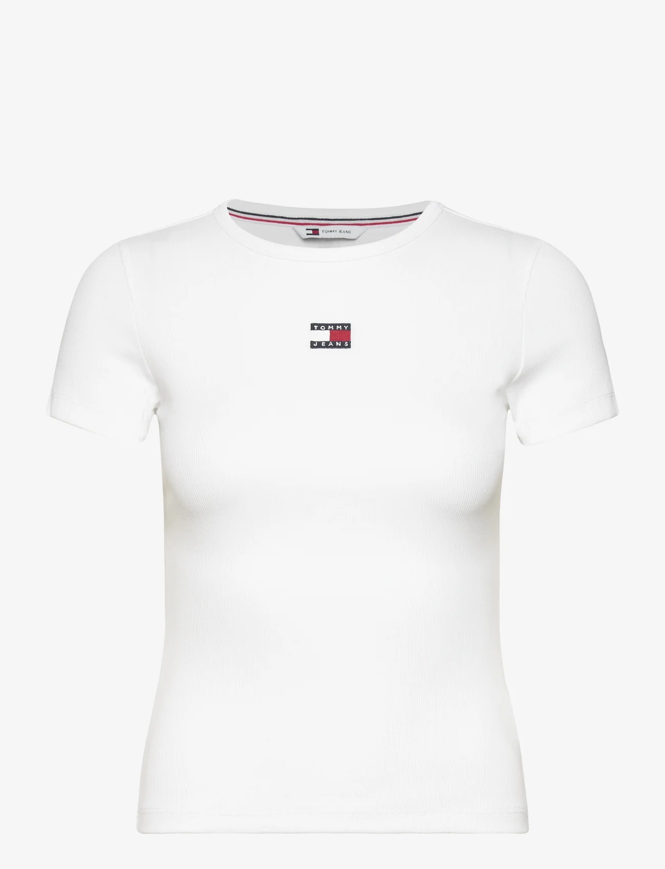 Tommy Jeans - TJW SLIM BADGE RIB TEE - t-shirts - white - 0