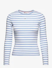Tommy Jeans - TJW ESSENTIAL RIB STRIPE TOP LS - long-sleeved tops - moderate blue / multi - 0