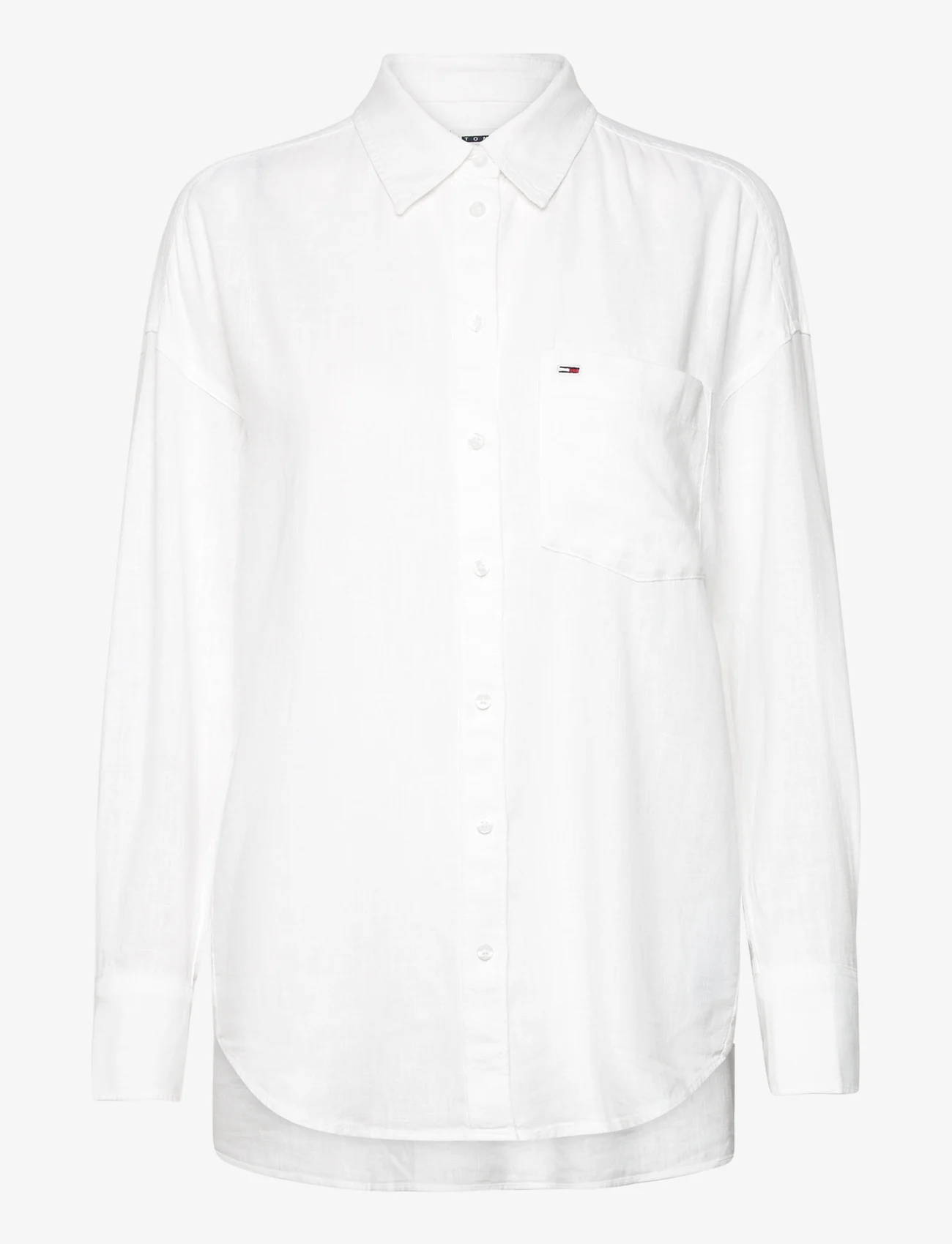 Tommy Jeans - TJW SP OVR LINEN SHIRT - linasest riidest särgid - white - 0