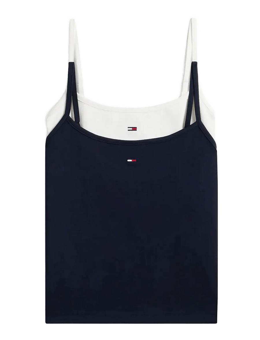 Tommy Jeans - TJW 2PACK ESSENTIAL STRAP TOP - varrukateta topid - ecru dark night navy - 1