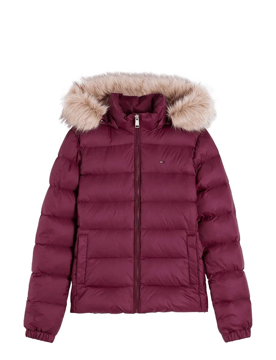 Tommy Jeans - TJW BASIC HOODED DOWN JACKET EXT - winter jackets - calypso berry - 1