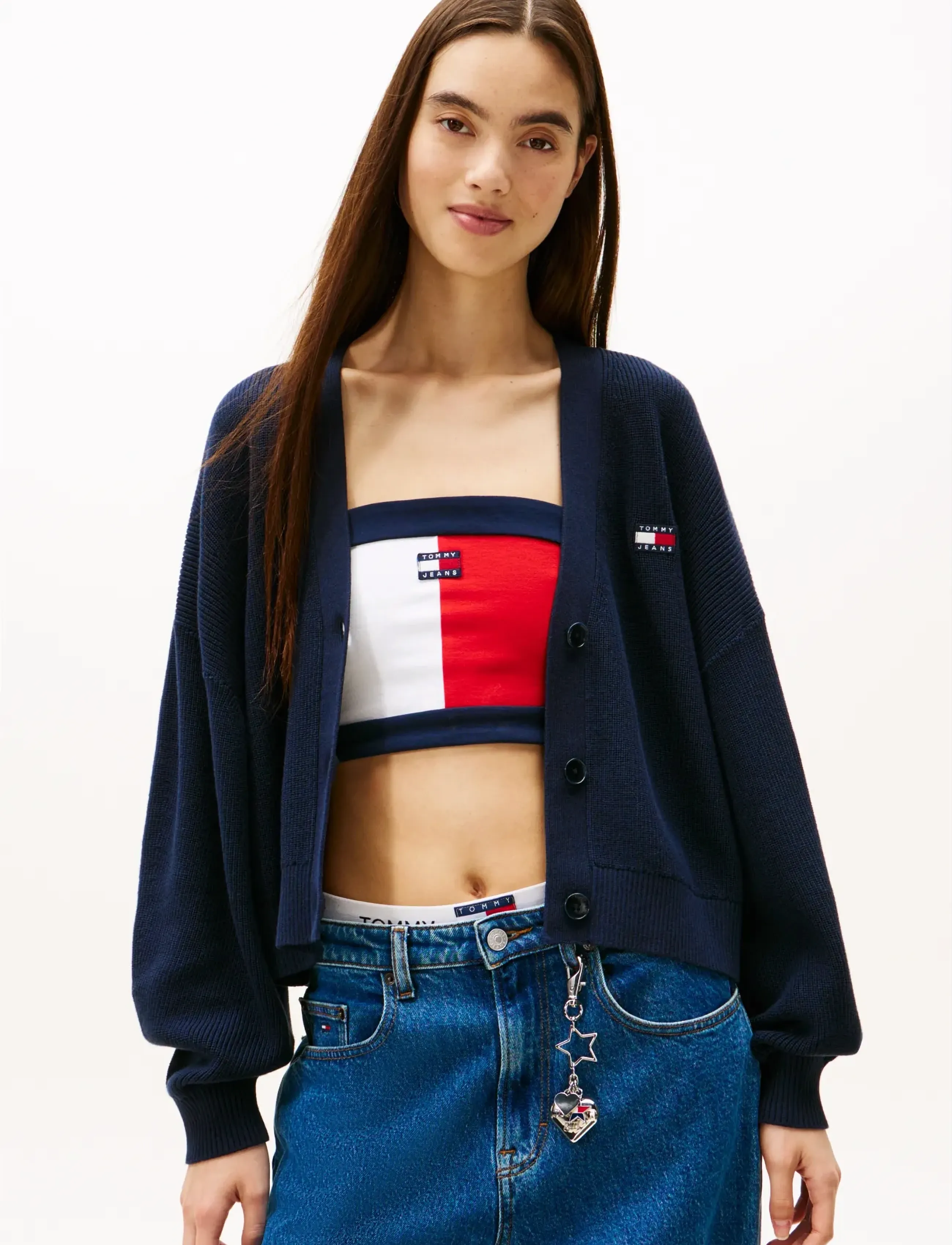 Tommy Jeans TJW FLAG BADGE CARDIGAN - Tommy Hilfiger - DARK NIGHT NAVY / navy