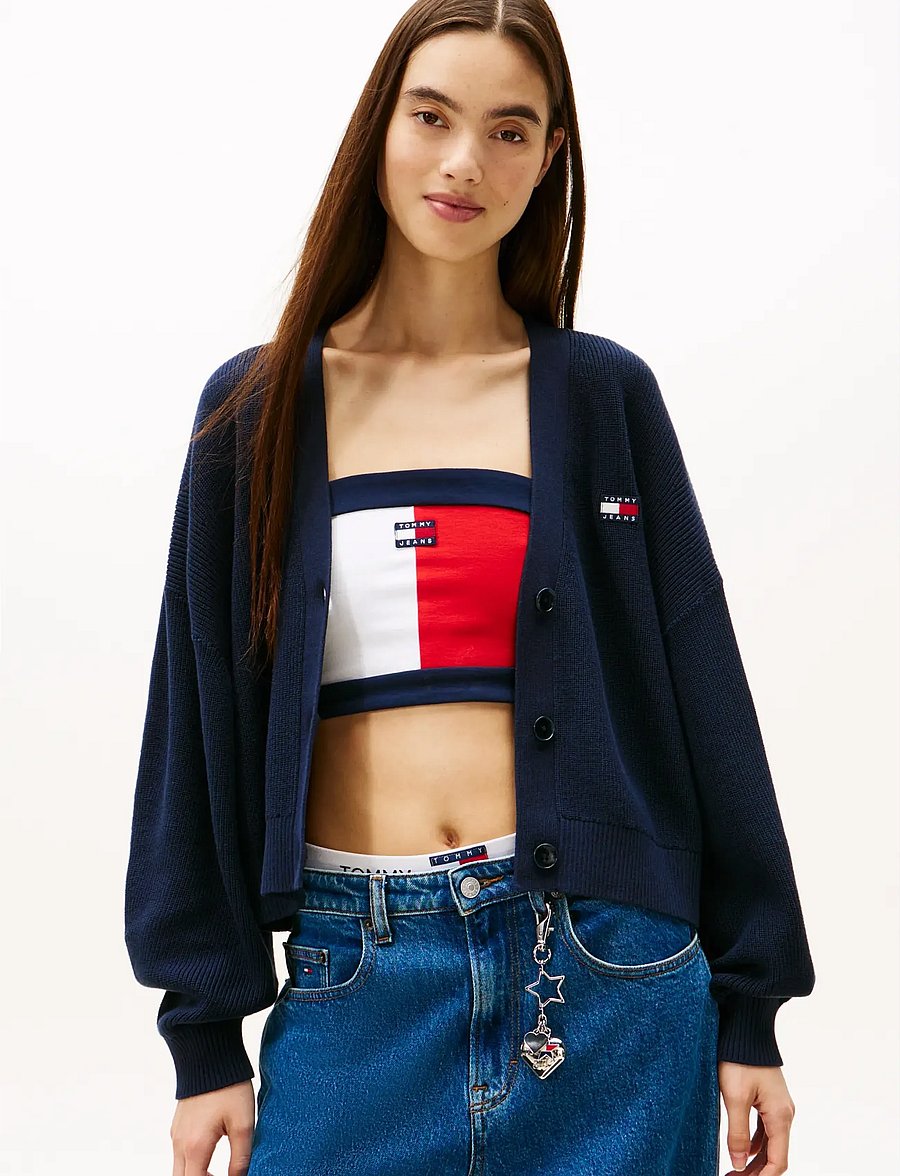 Tommy Jeans - TJW FLAG BADGE CARDIGAN - kardiganid - dark night navy - 0