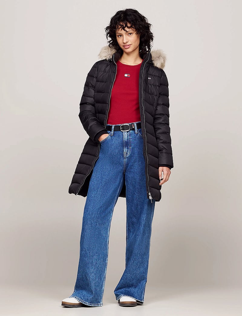 Tommy Jeans - TJW ESSENTIAL HOODED DOWN COAT - dunfrakker - black - 0