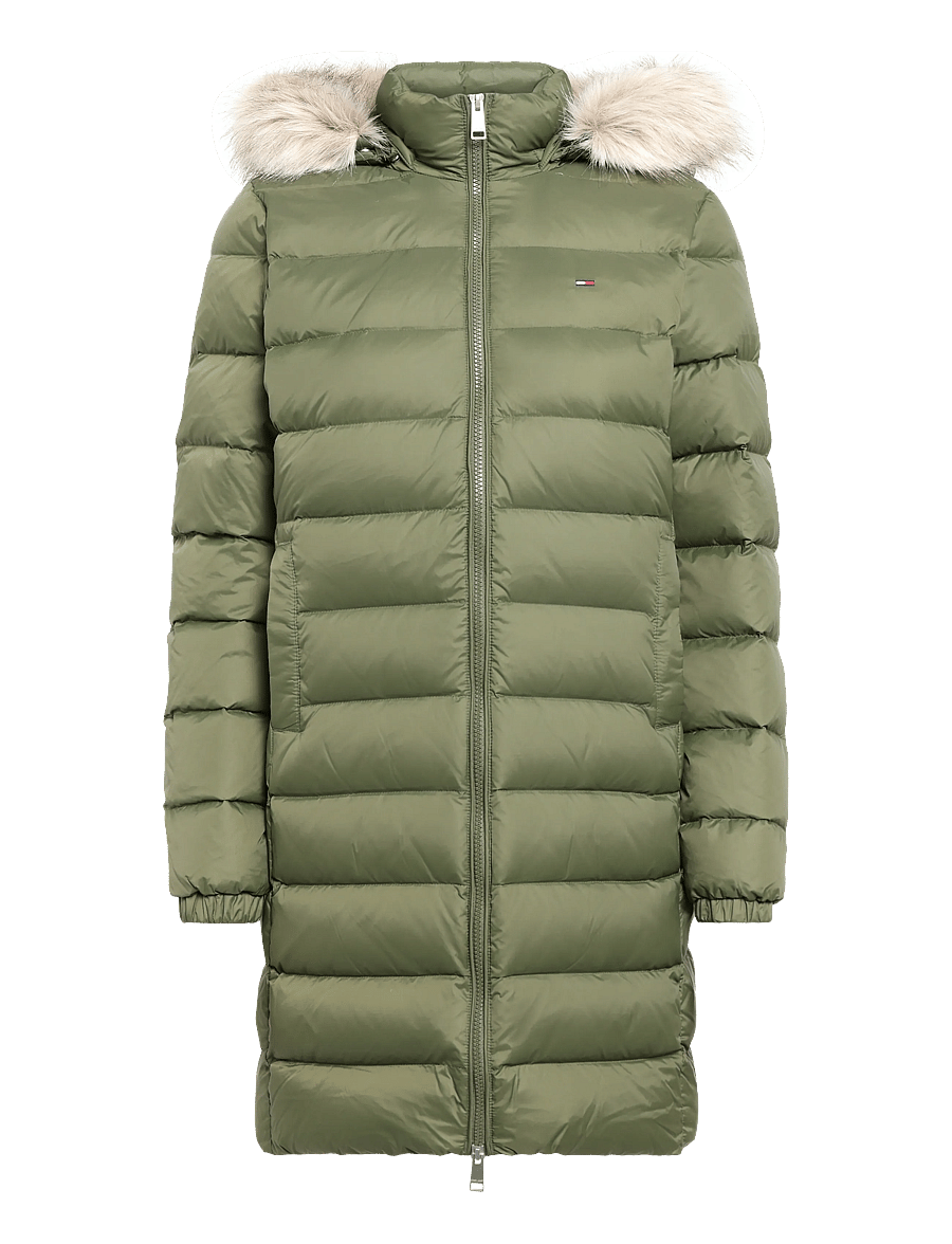 Tommy Jeans - TJW ESSENTIAL HOODED DOWN COAT - winterjacken - dark greenery - 1