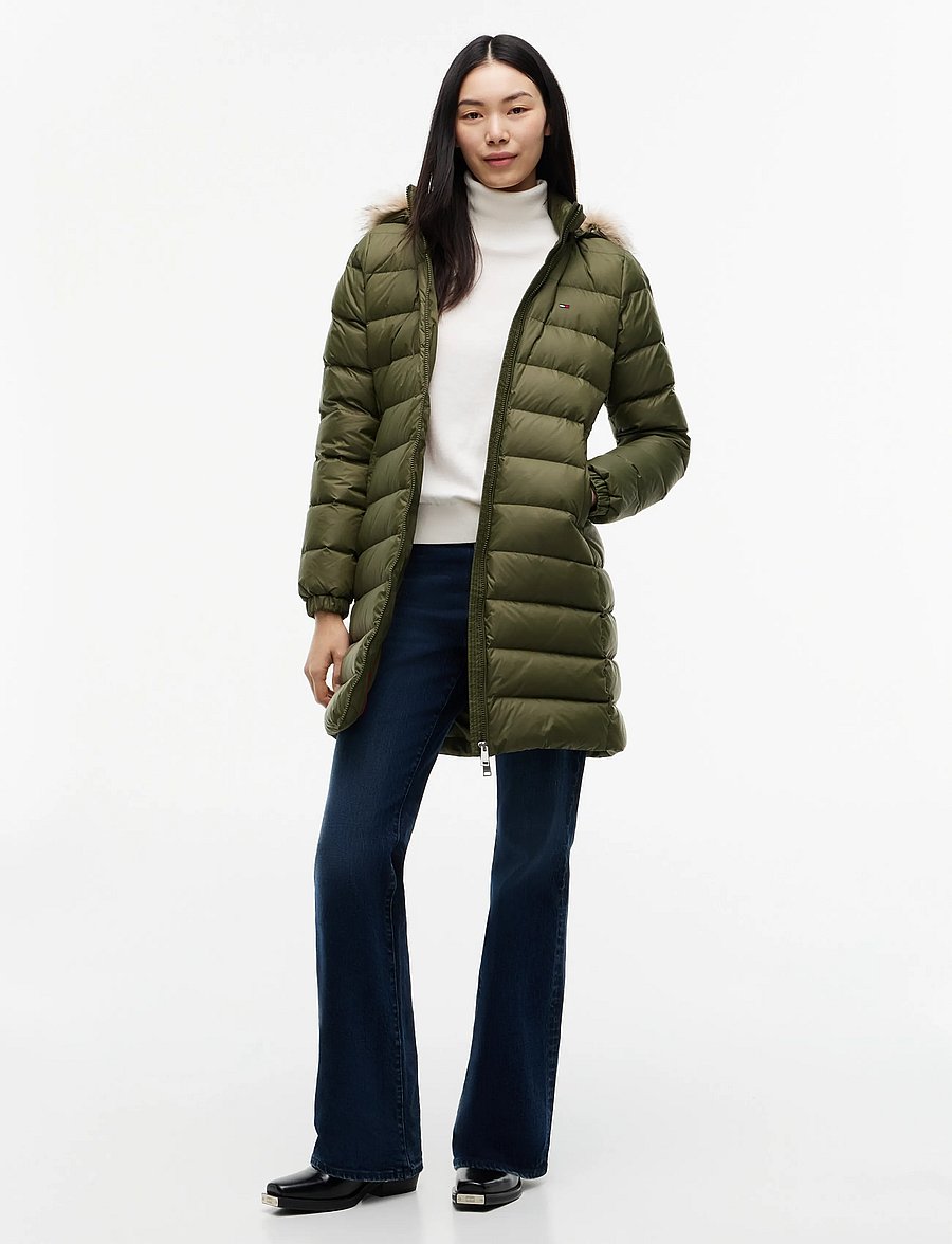 Tommy Jeans - TJW ESSENTIAL HOODED DOWN COAT - winterjacken - dark greenery - 0
