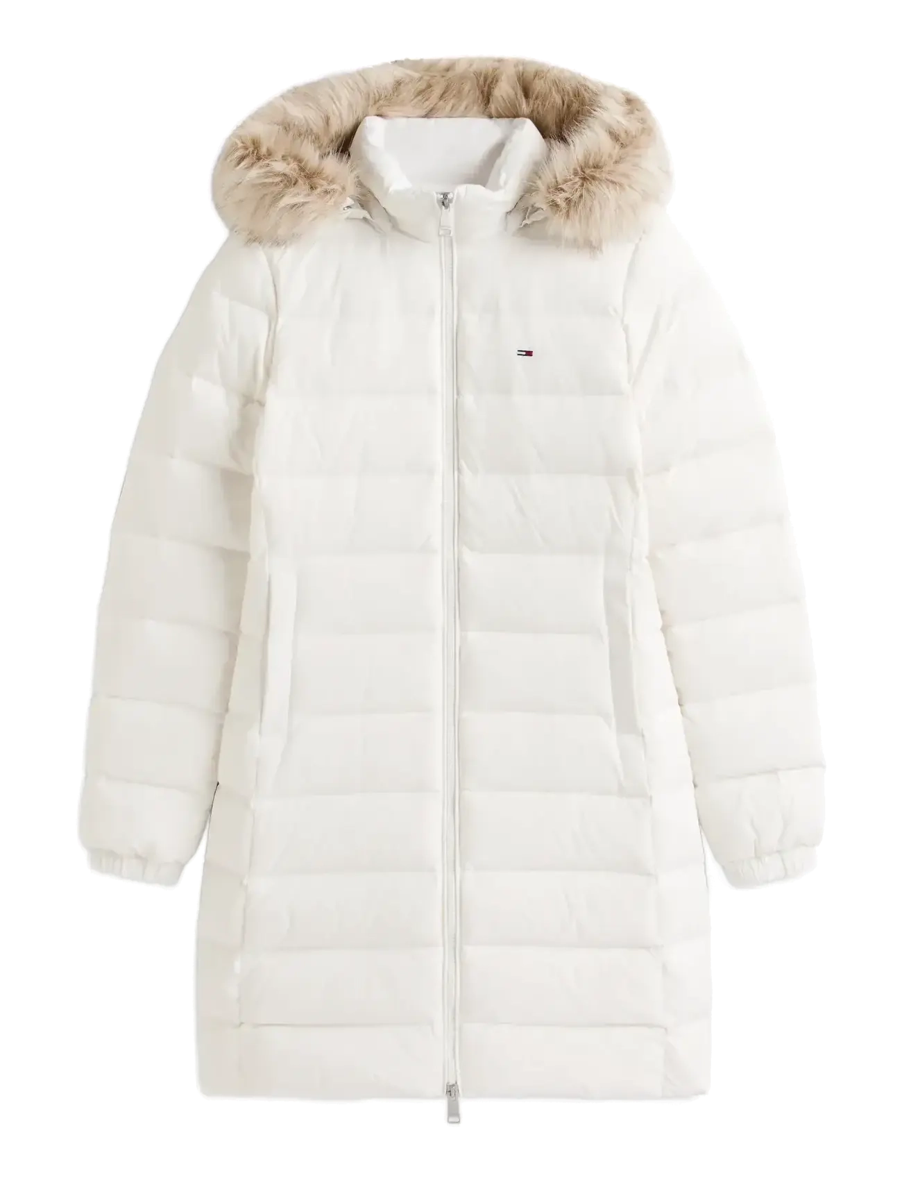 Tommy Jeans TJW ESSENTIAL HOODED DOWN COAT - Tøj - ECRU / white