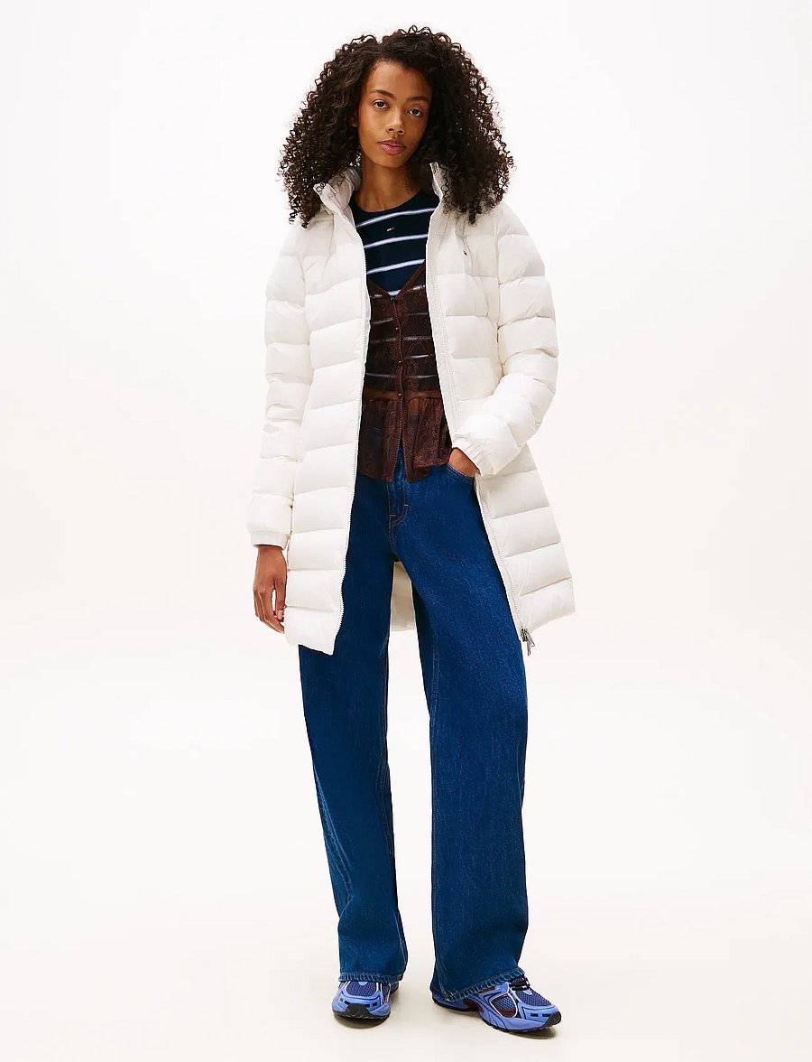 Tommy Jeans - TJW ESSENTIAL HOODED DOWN COAT - winterjacken - ecru - 0