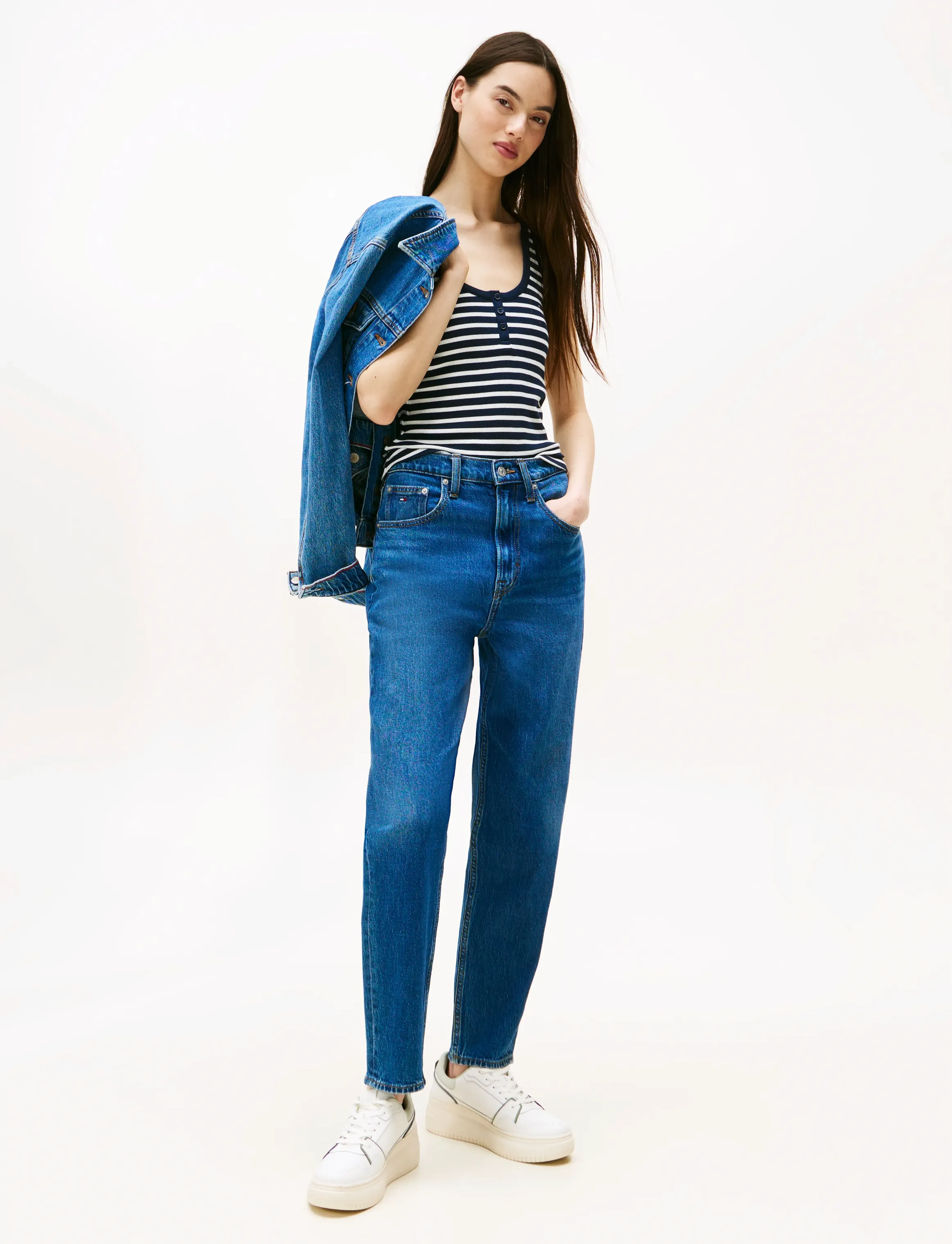 Tommy Jeans - MOM JEAN UH TPR CH0152 CO - tavalised teksad - denim dark - 0