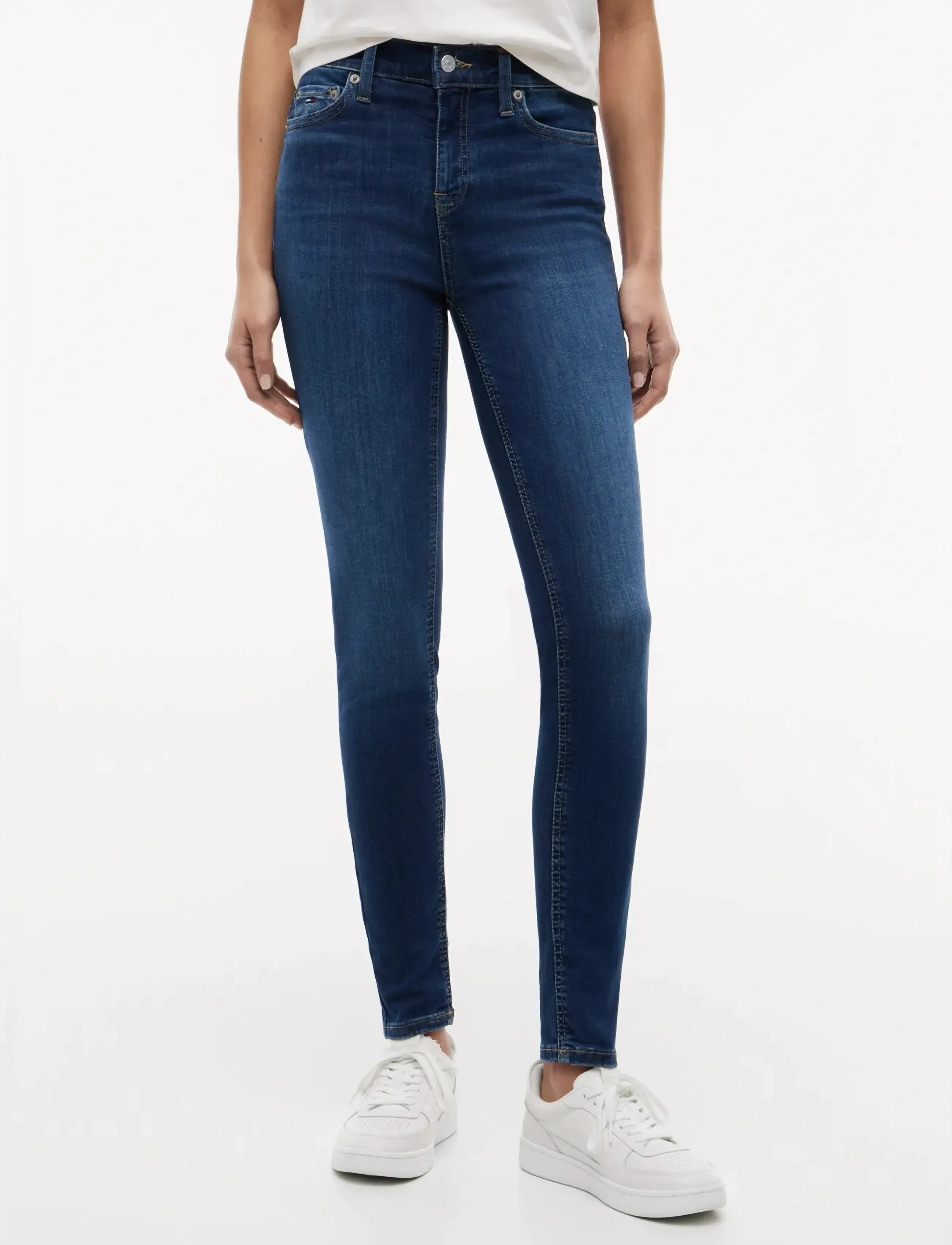 Tommy Jeans - NORA MD SKN CH0258 - beinar gallabuxur - denim dark - 1