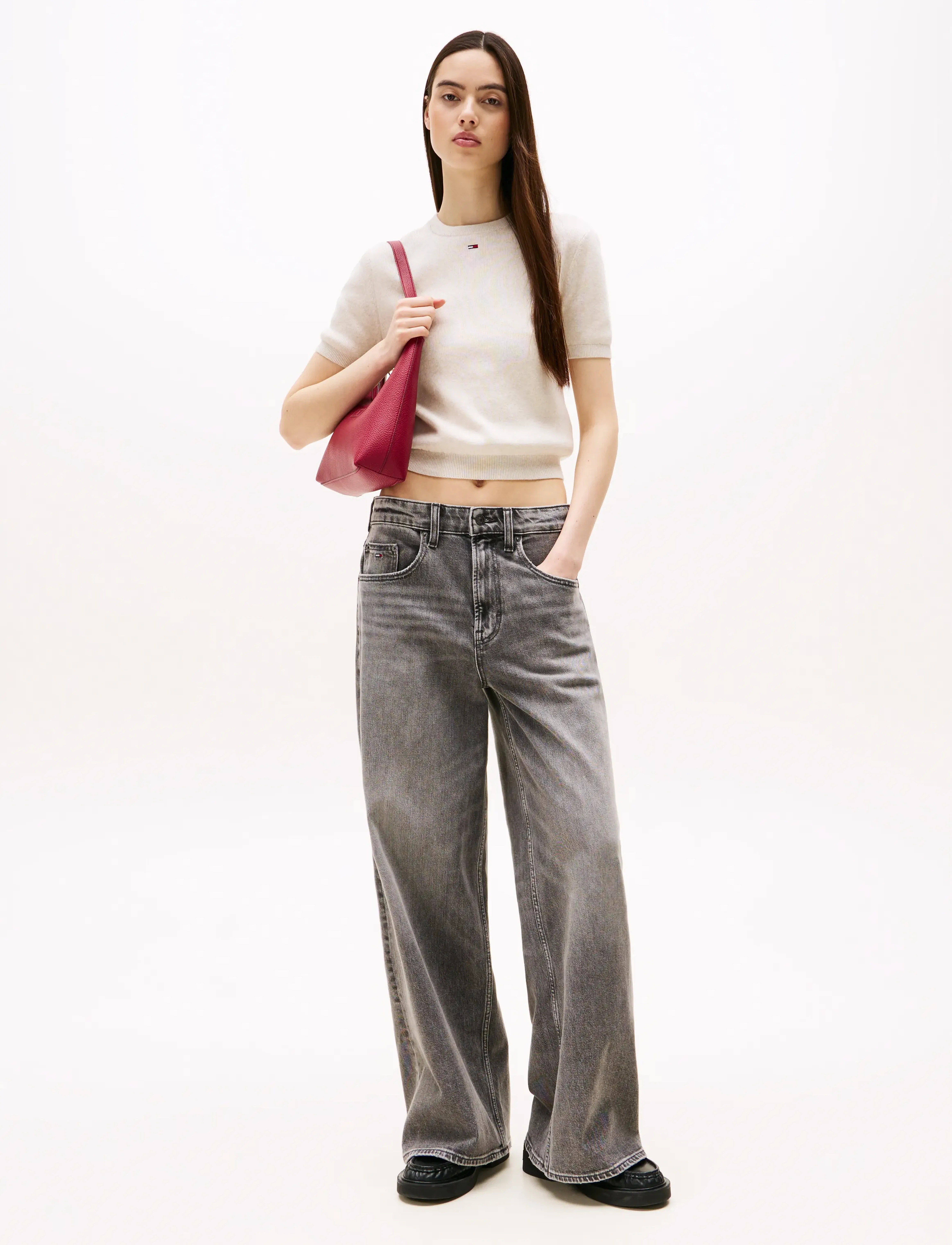 Tommy Jeans - TJW ESSENTIAL SS SWEATER - crop tops - oat marl htr - 2