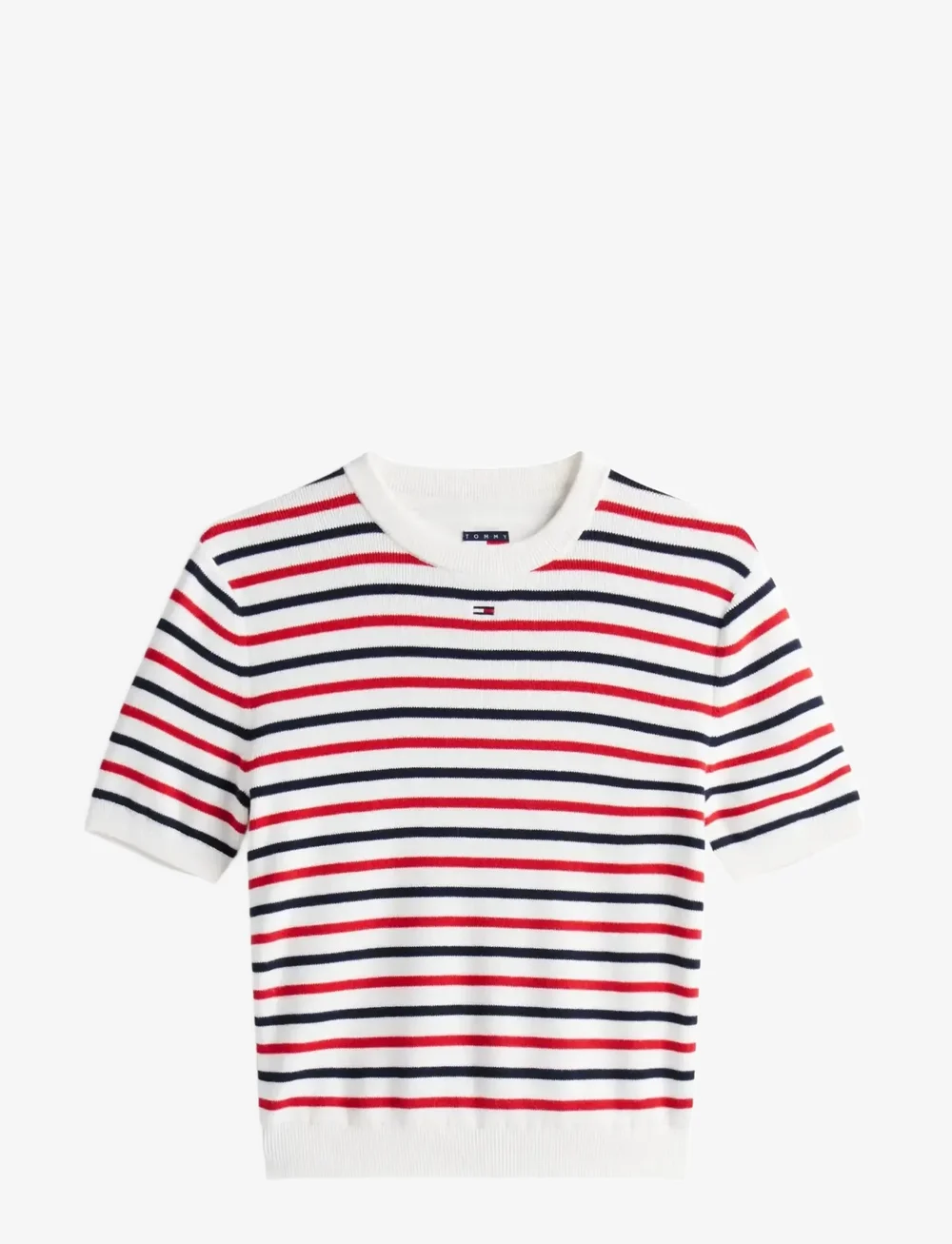 Tommy Jeans - TJW ESSENTIAL SS SWEATER - crop tops - white red navy stripe - 1
