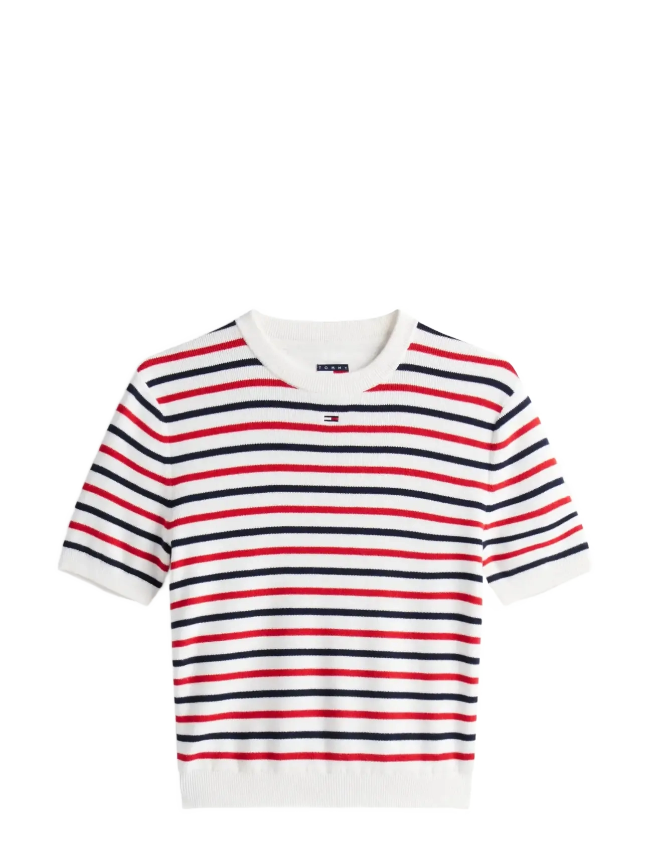 Tommy Jeans TJW ESSENTIAL SS SWEATER - Tommy Jeans - WHITE   RED   NAVY STRIPE / white