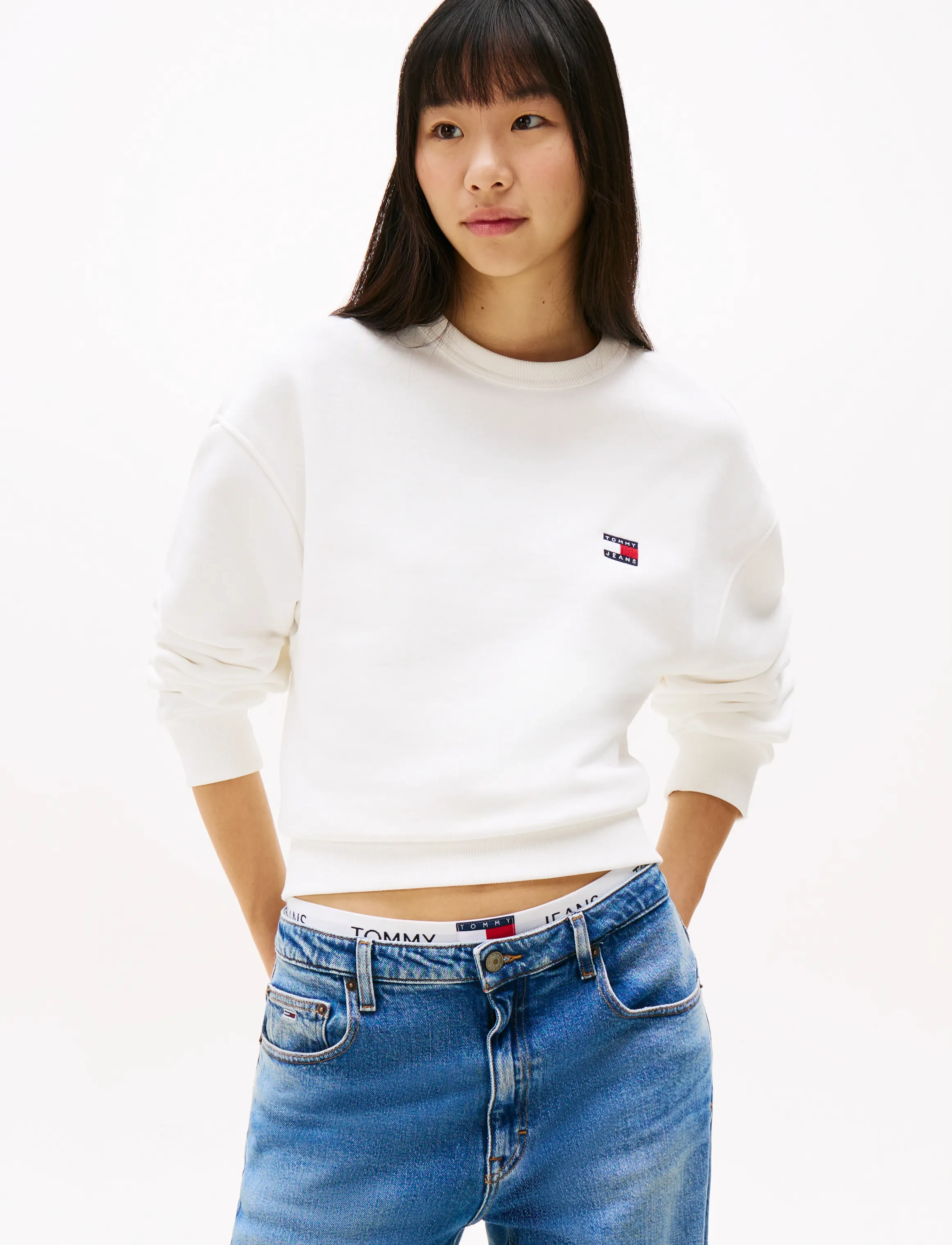 Tommy Jeans TJW BXY BADGE CREW - Sweatshirts - ECRU / white