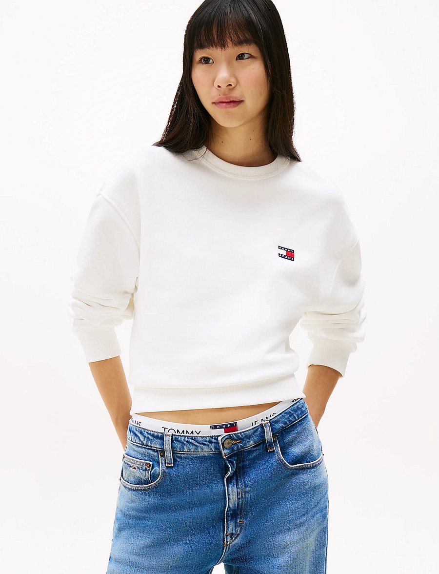 Tommy Jeans - TJW BXY BADGE CREW - dressipluusid - ecru - 0