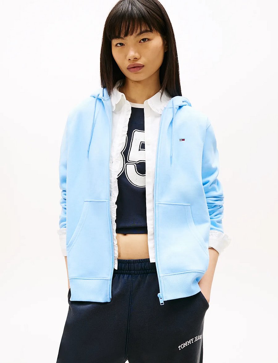Tommy Jeans - TJW REG S FLAG ZIP THRU - hættetrøjer - light powdery blue - 0