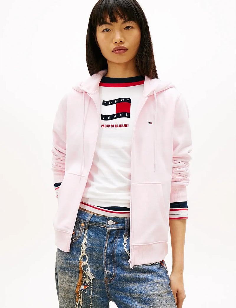 Tommy Jeans - TJW REG S FLAG ZIP THRU - kapuzenpullover - pearly pink - 0