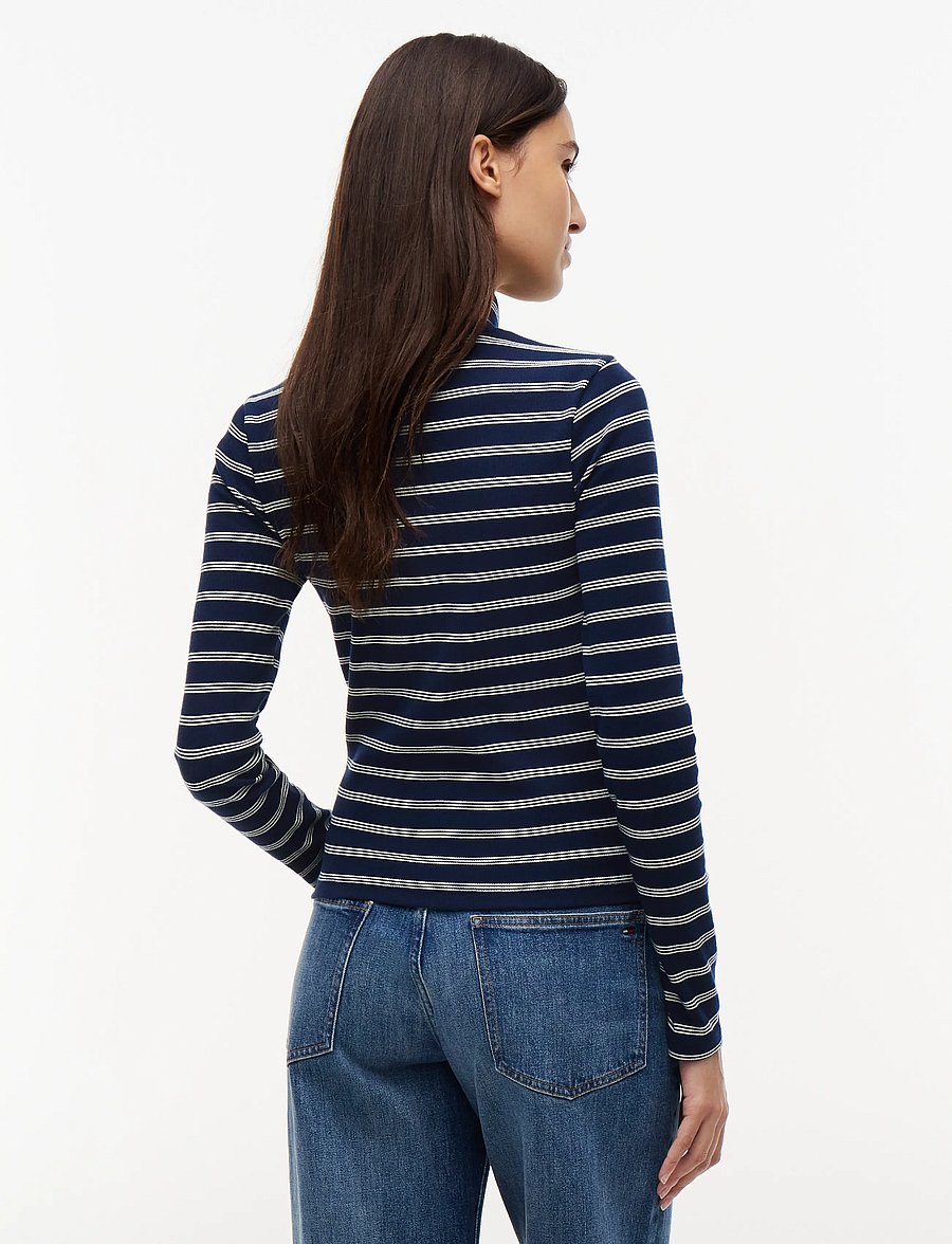 Tommy Jeans - TJW ESSENTIAL MOCK NECK - long-sleeved tops - dark blue day lily stripe - 2