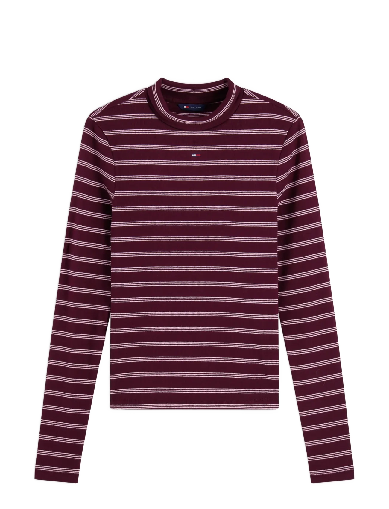 Tommy Jeans - TJW ESSENTIAL MOCK NECK - kõrge kaelusega kudumid - calypso berry   pink stripe - 1