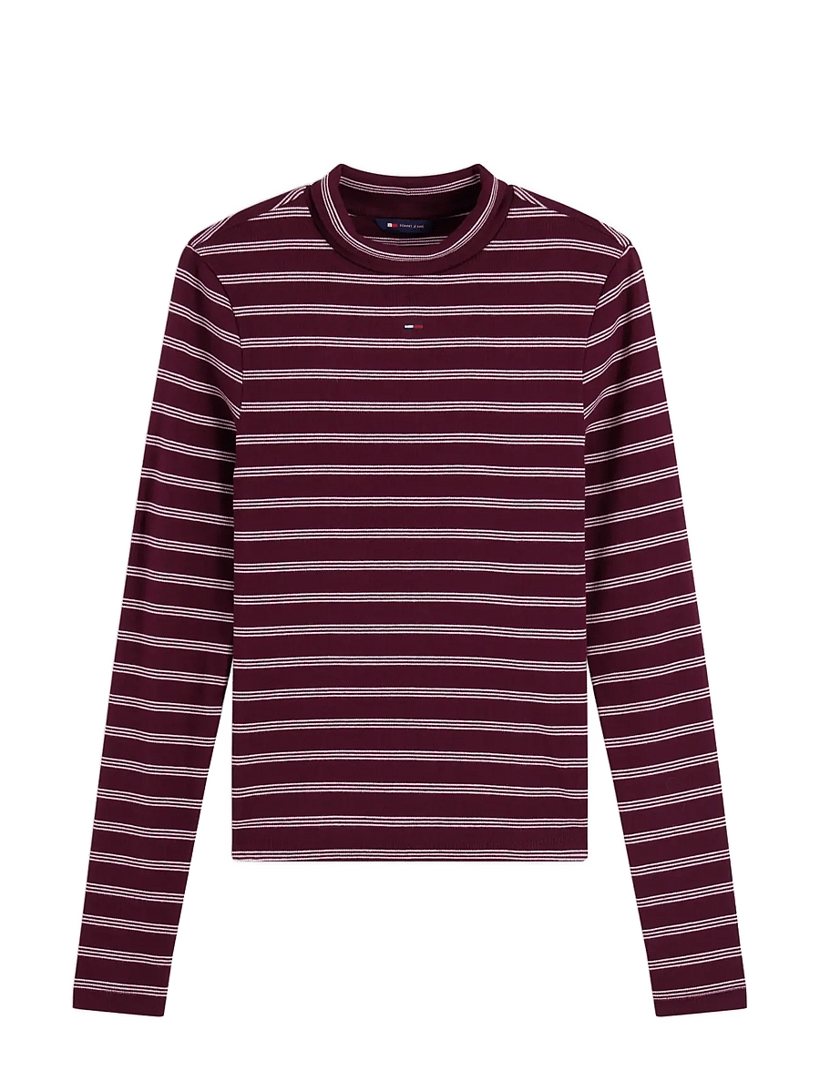 Tommy Jeans - TJW ESSENTIAL MOCK NECK - kõrge kaelusega kudumid - calypso berry pink stripe - 1
